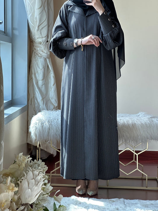 C - Black - LightGrey - Work - Abaya - Set - 109