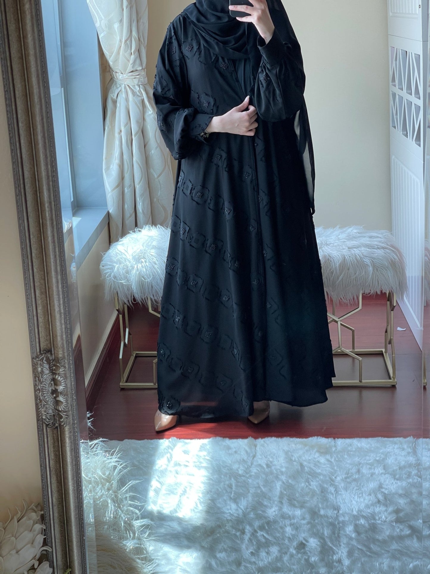 C - Black - Work - Abaya - Set - 04