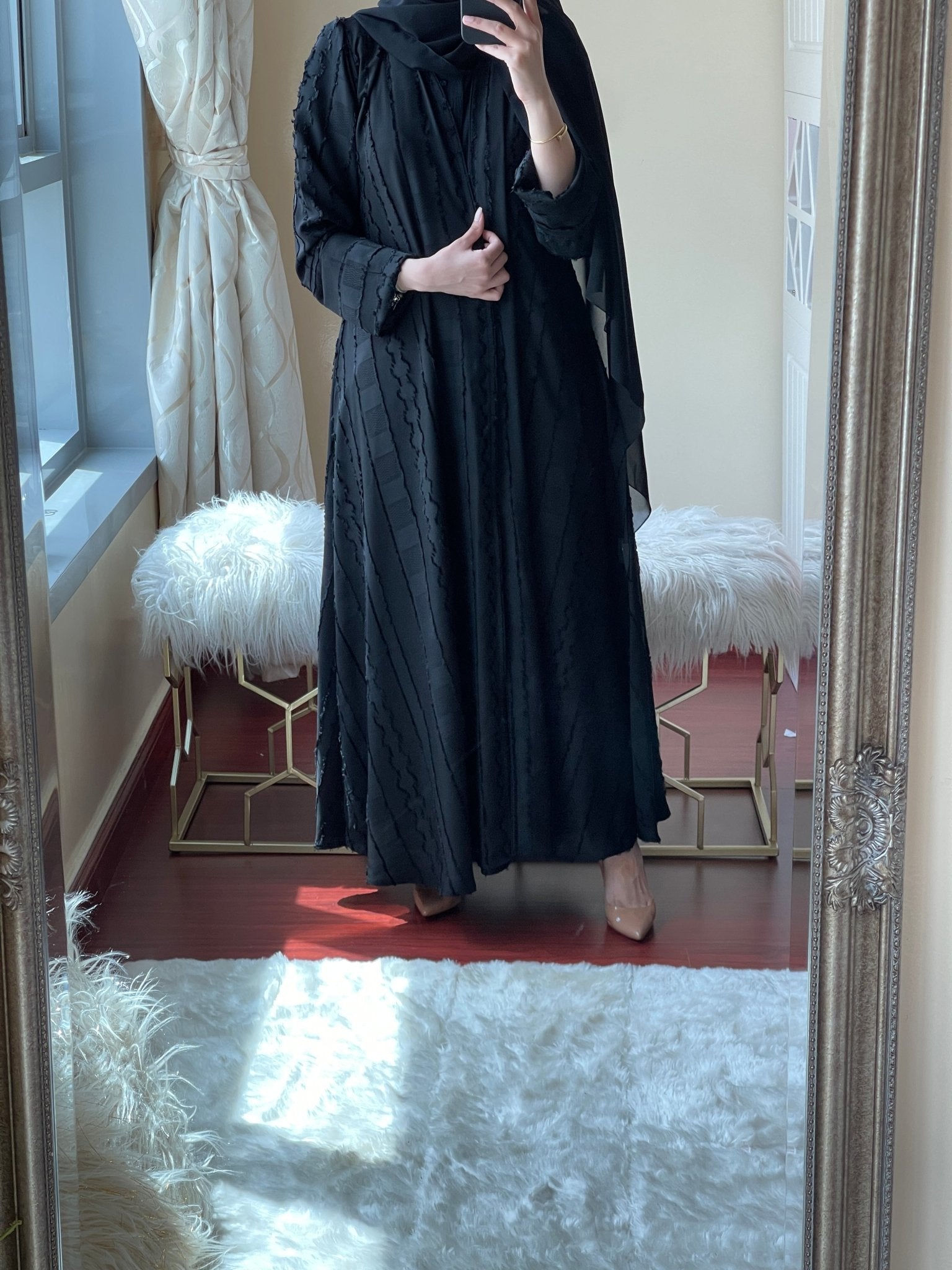 C - Black - Work - Abaya - Set - 06