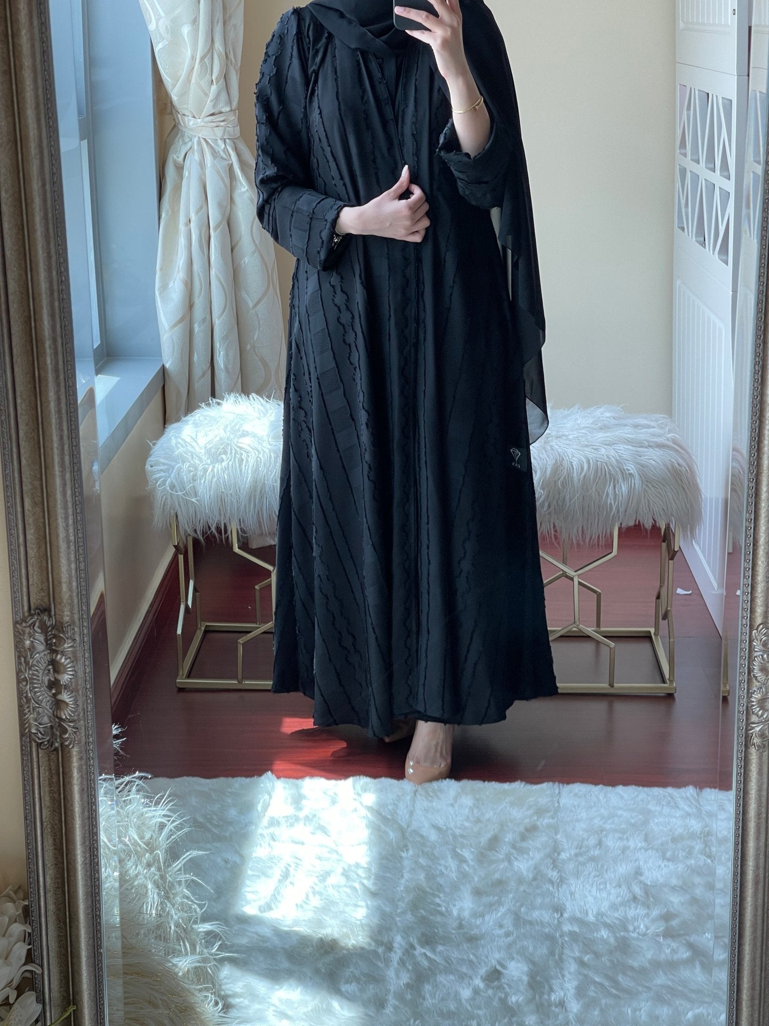 C - Black - Work - Abaya - Set - 06