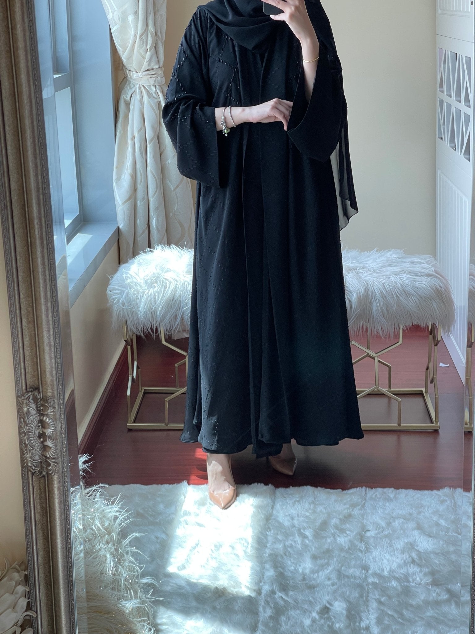 C - Black - Work - Abaya - Set - 08
