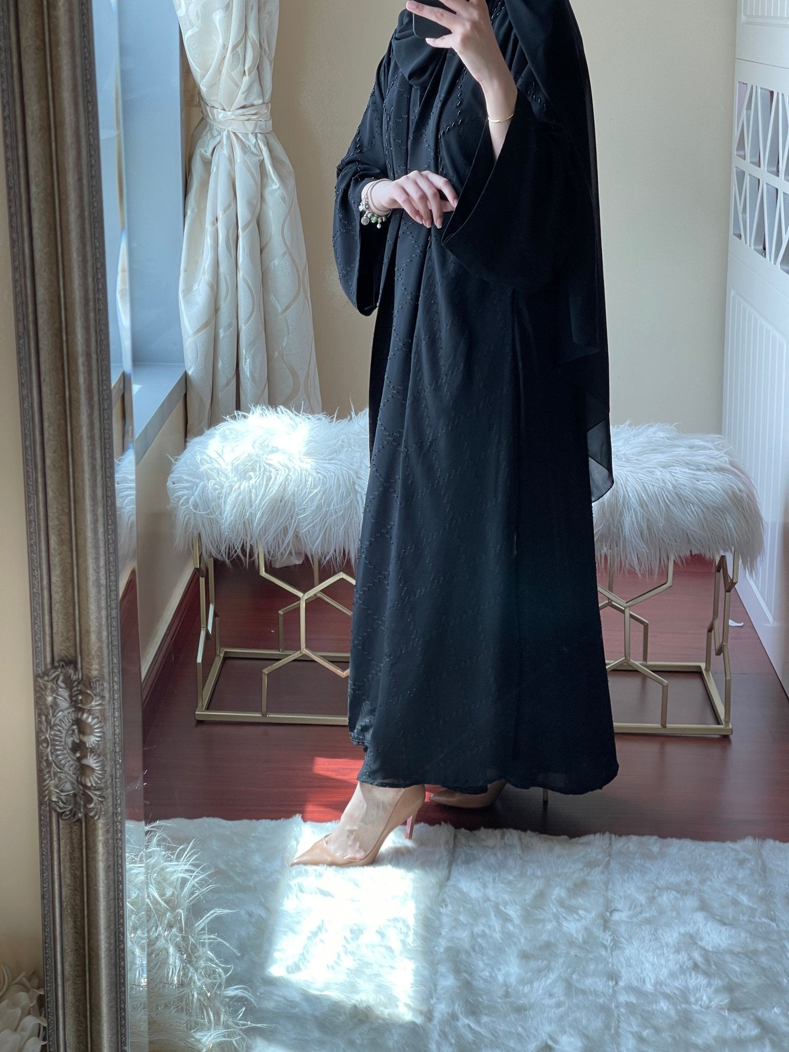 C - Black - Work - Abaya - Set - 08