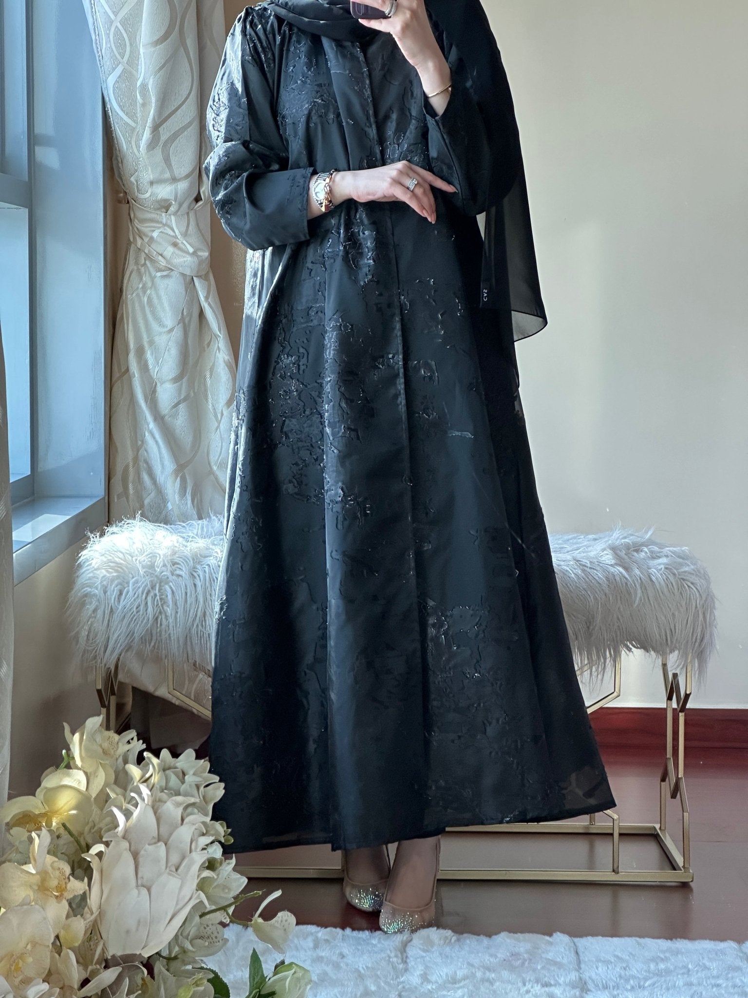 C - Black Work Abaya Set 101