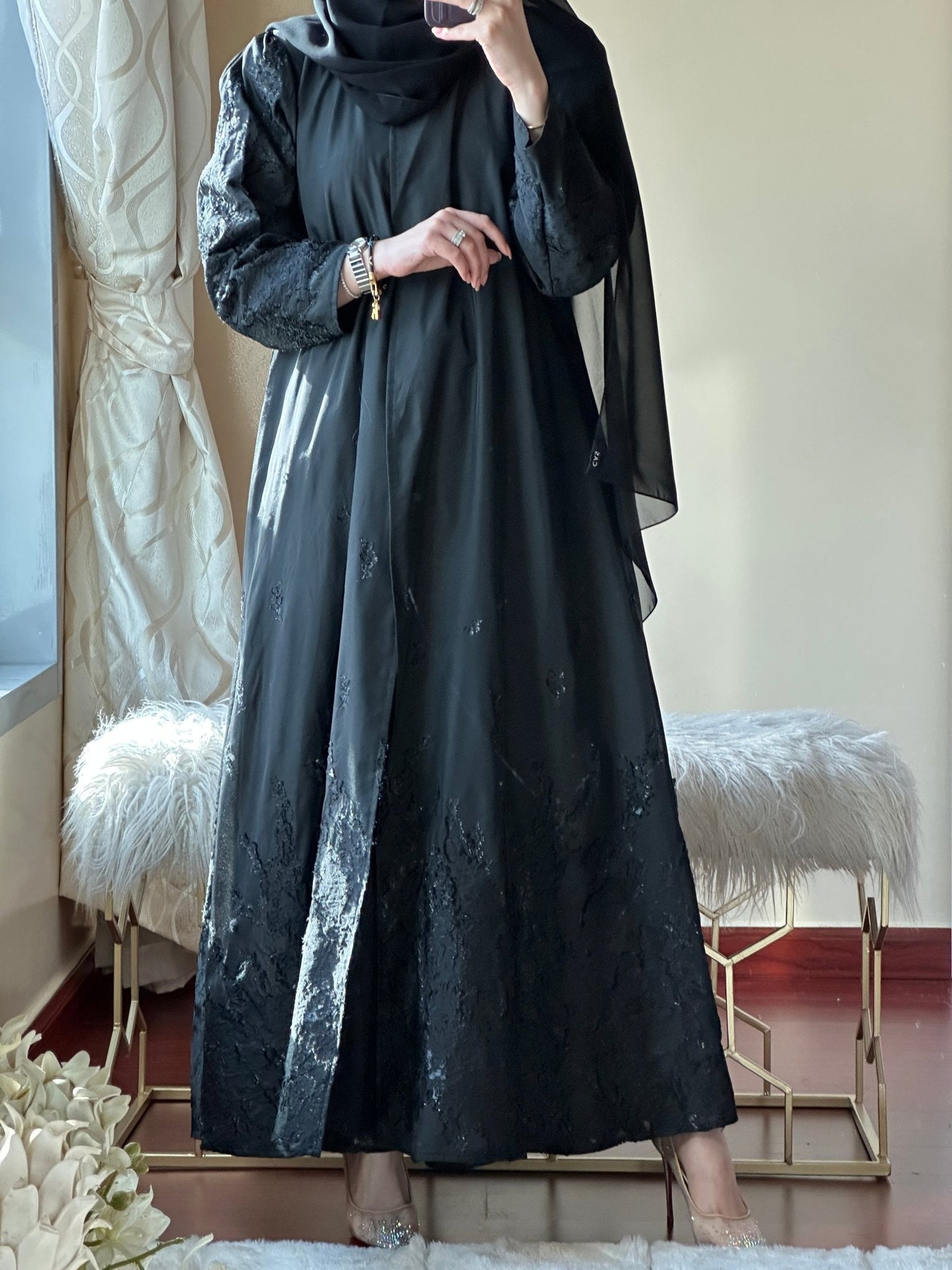 C - Black - Work - Abaya - Set - 103