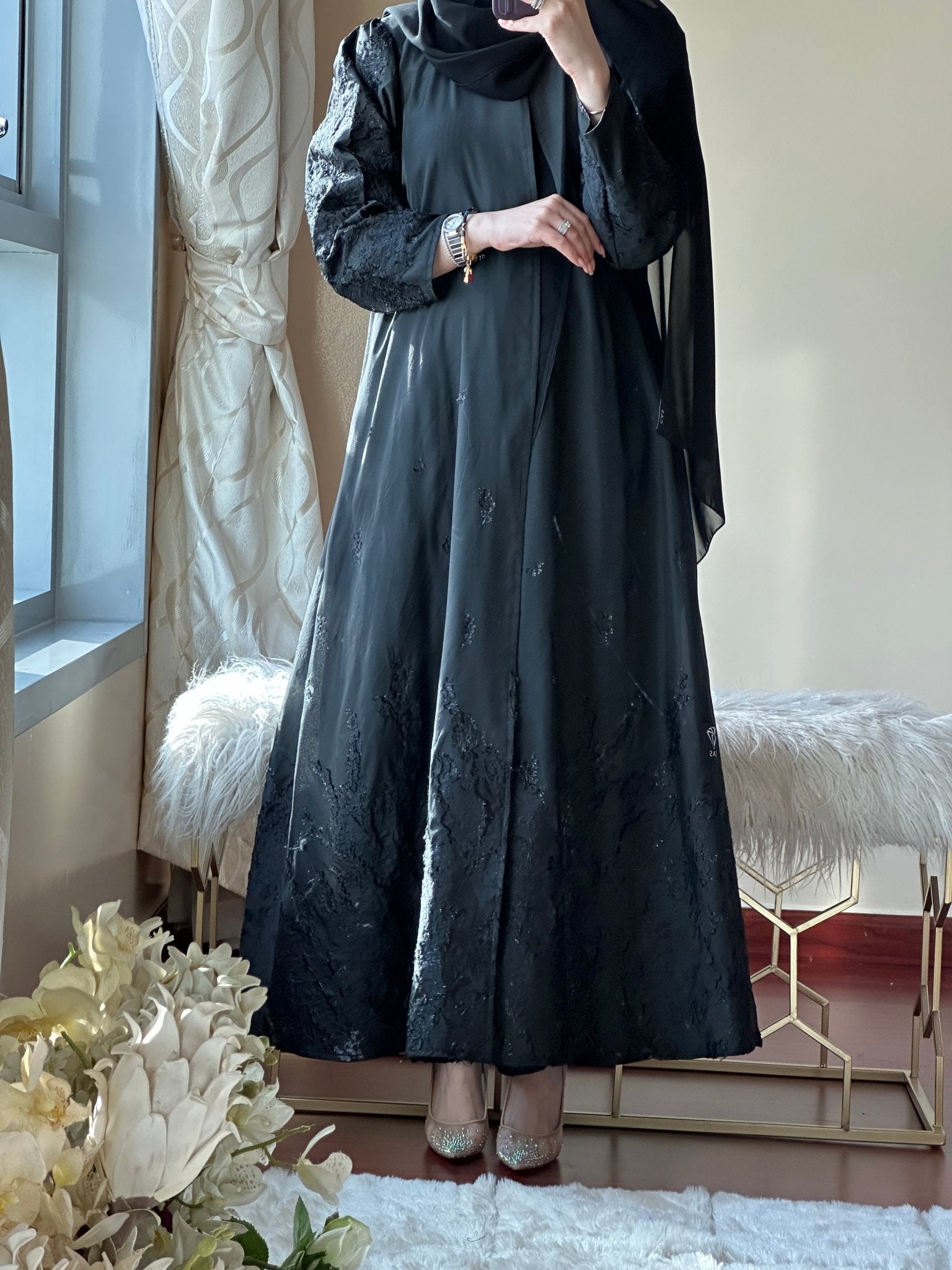 C - Black - Work - Abaya - Set - 103