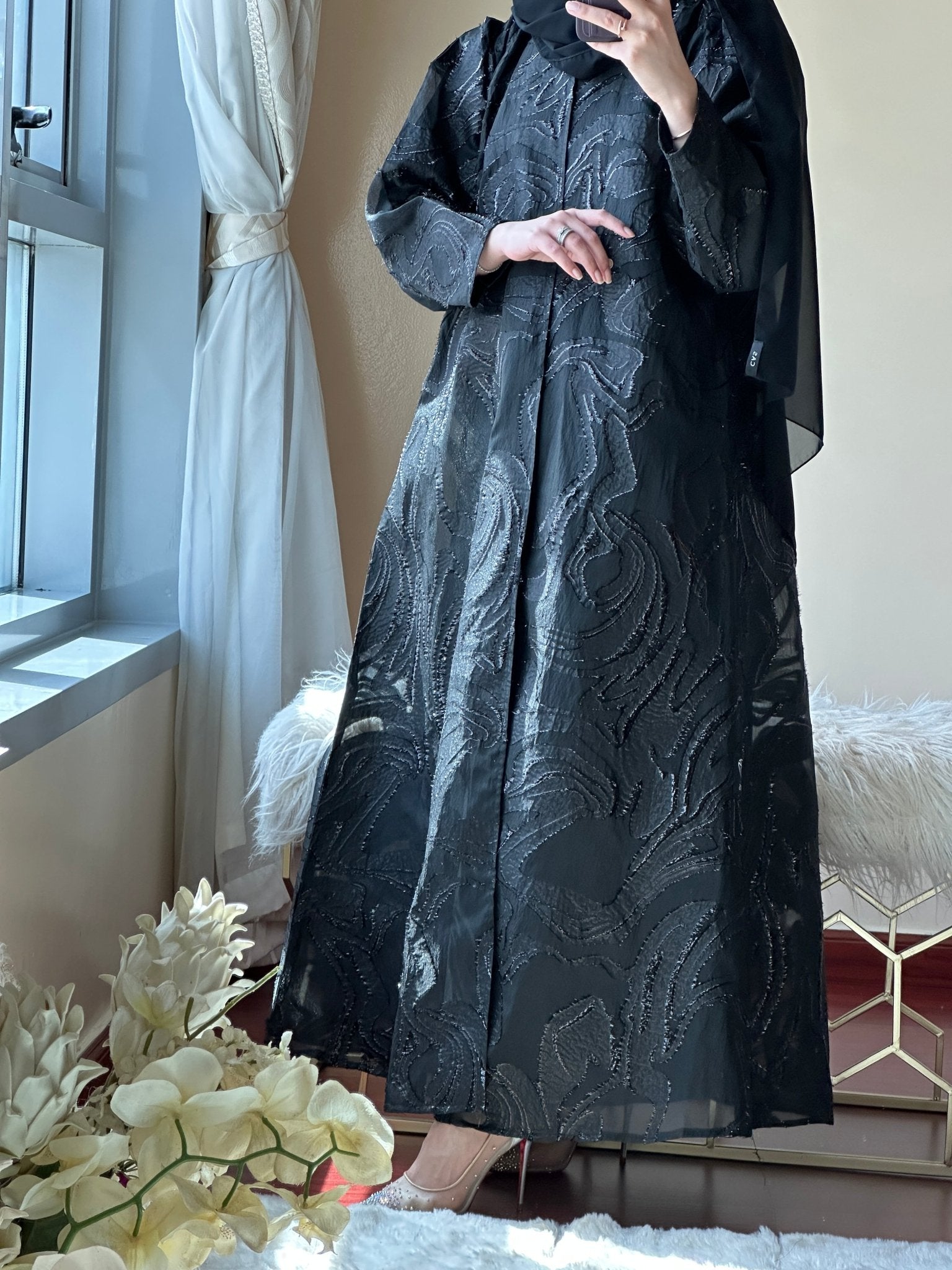 C - Black - Work - Abaya - Set - 123