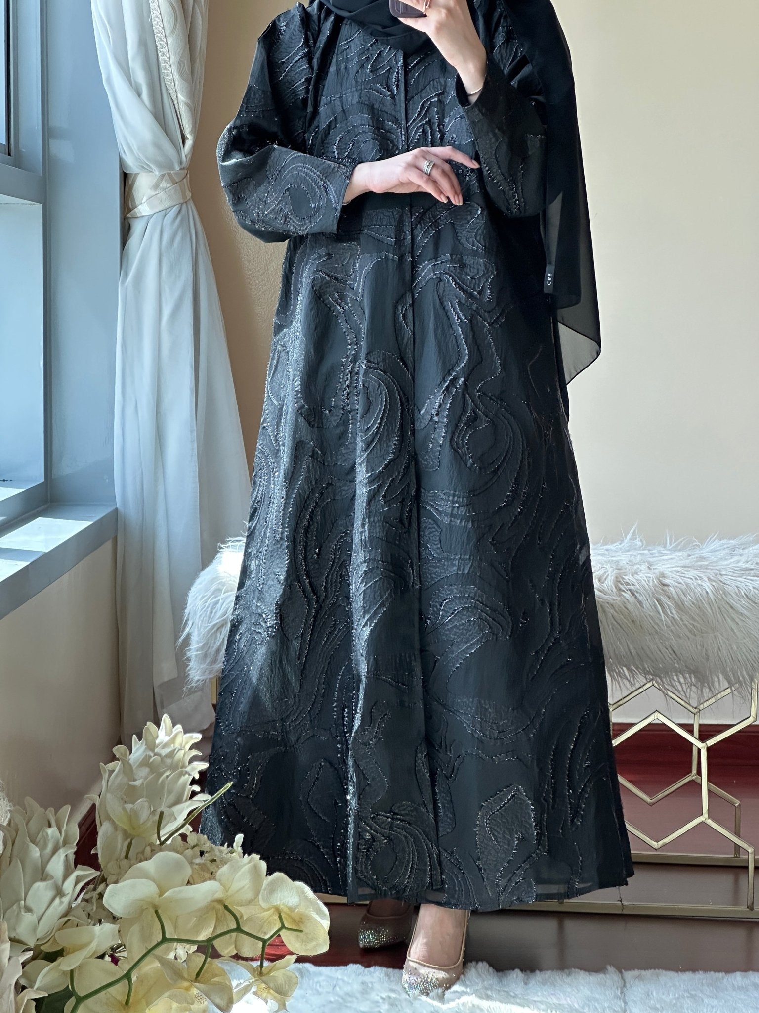 C - Black - Work - Abaya - Set - 123