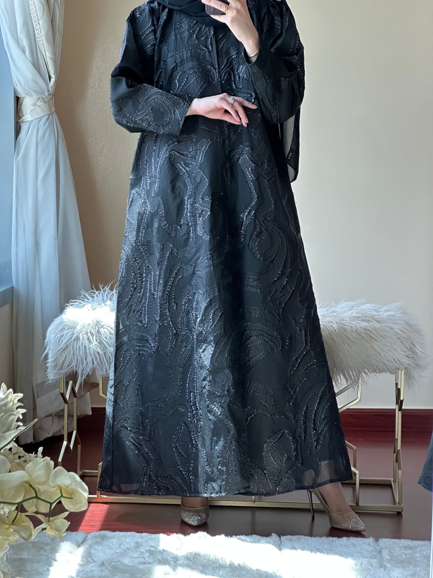 C - Black - Work - Abaya - Set - 123