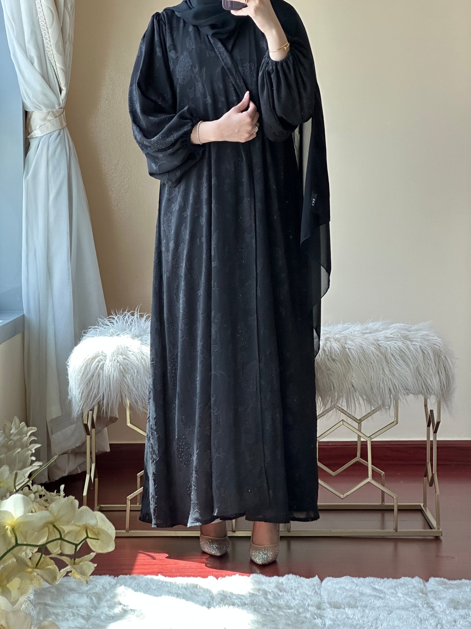 C - Black - Work - Abaya - Set - 124