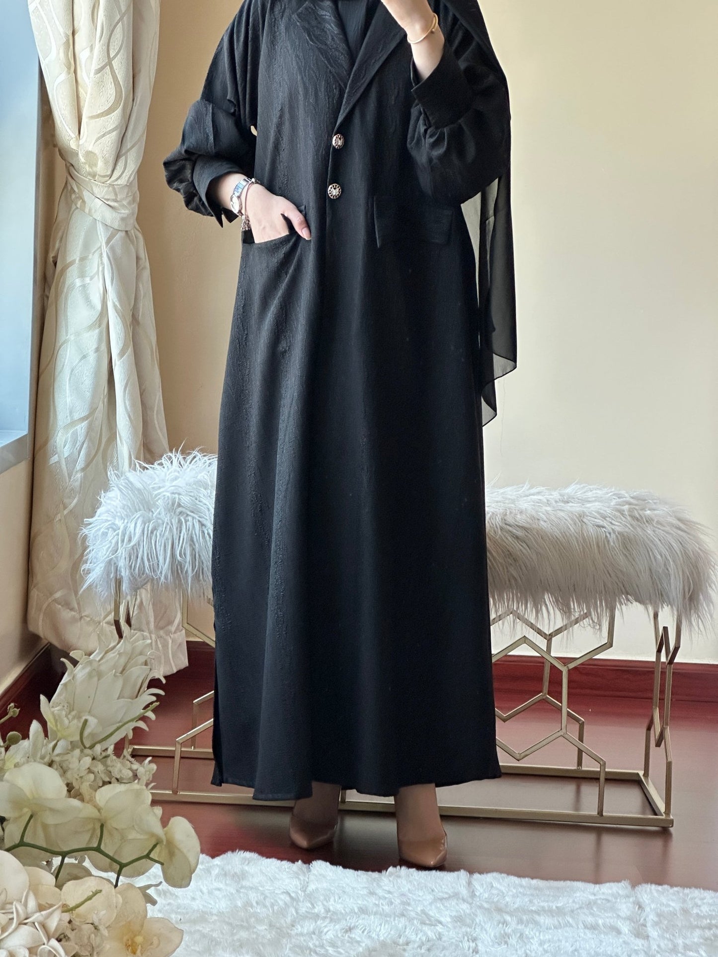 C - Black - Work - Abaya - Set - 125