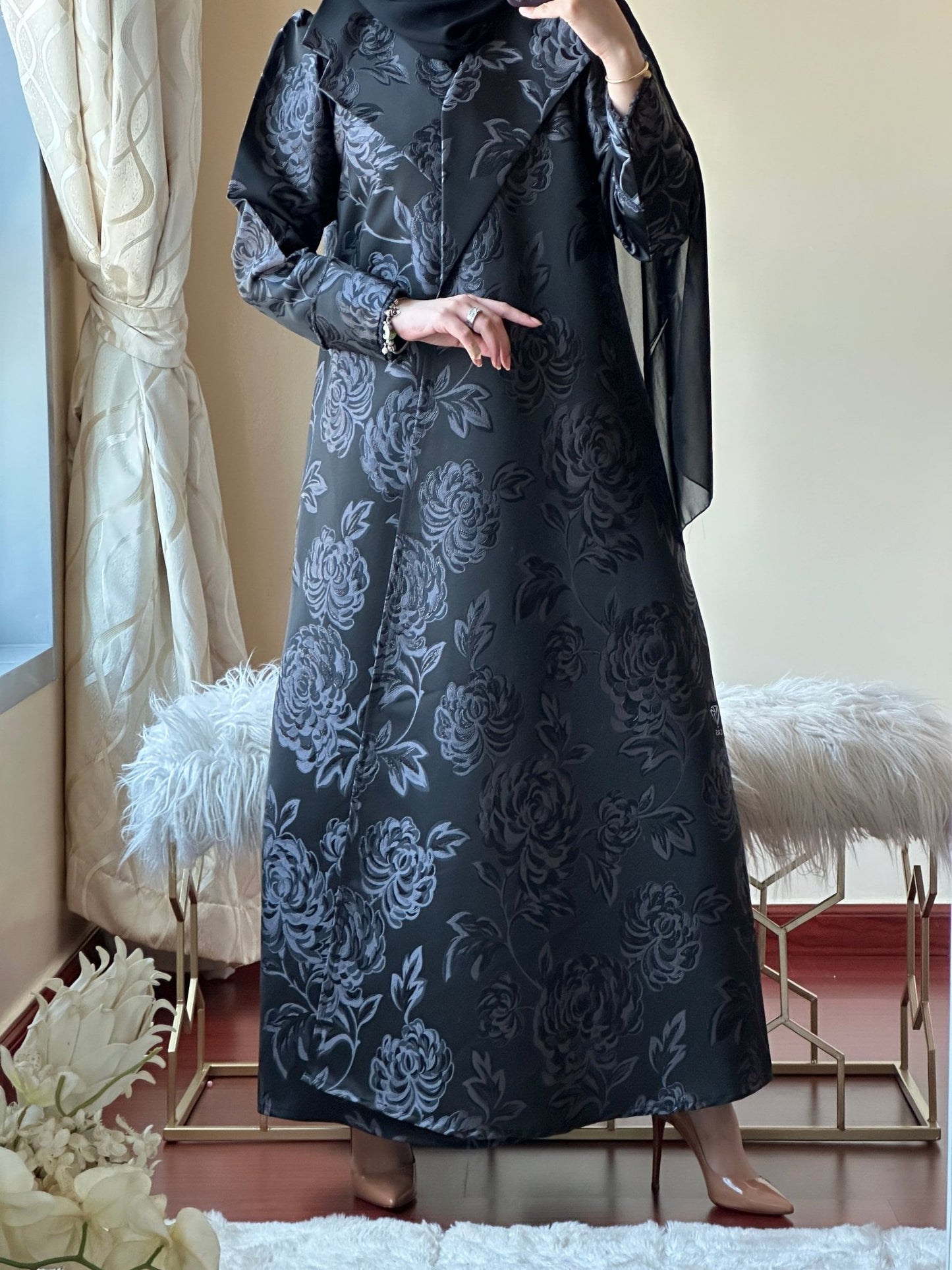 C - Black - Work - Abaya - Set - 126