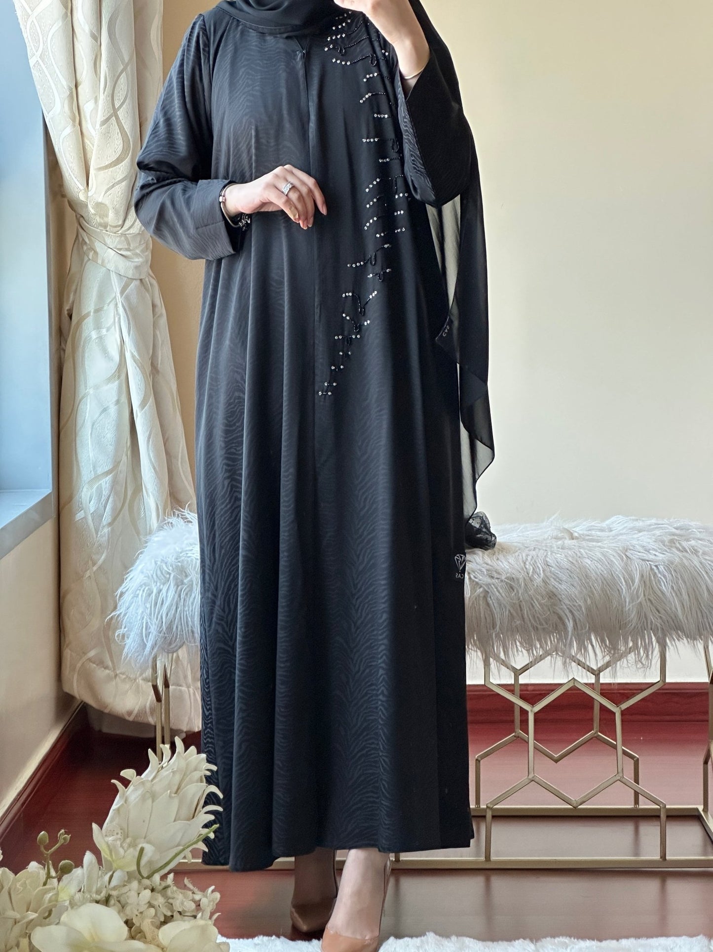 C - Black - Work - Abaya - Set - 127