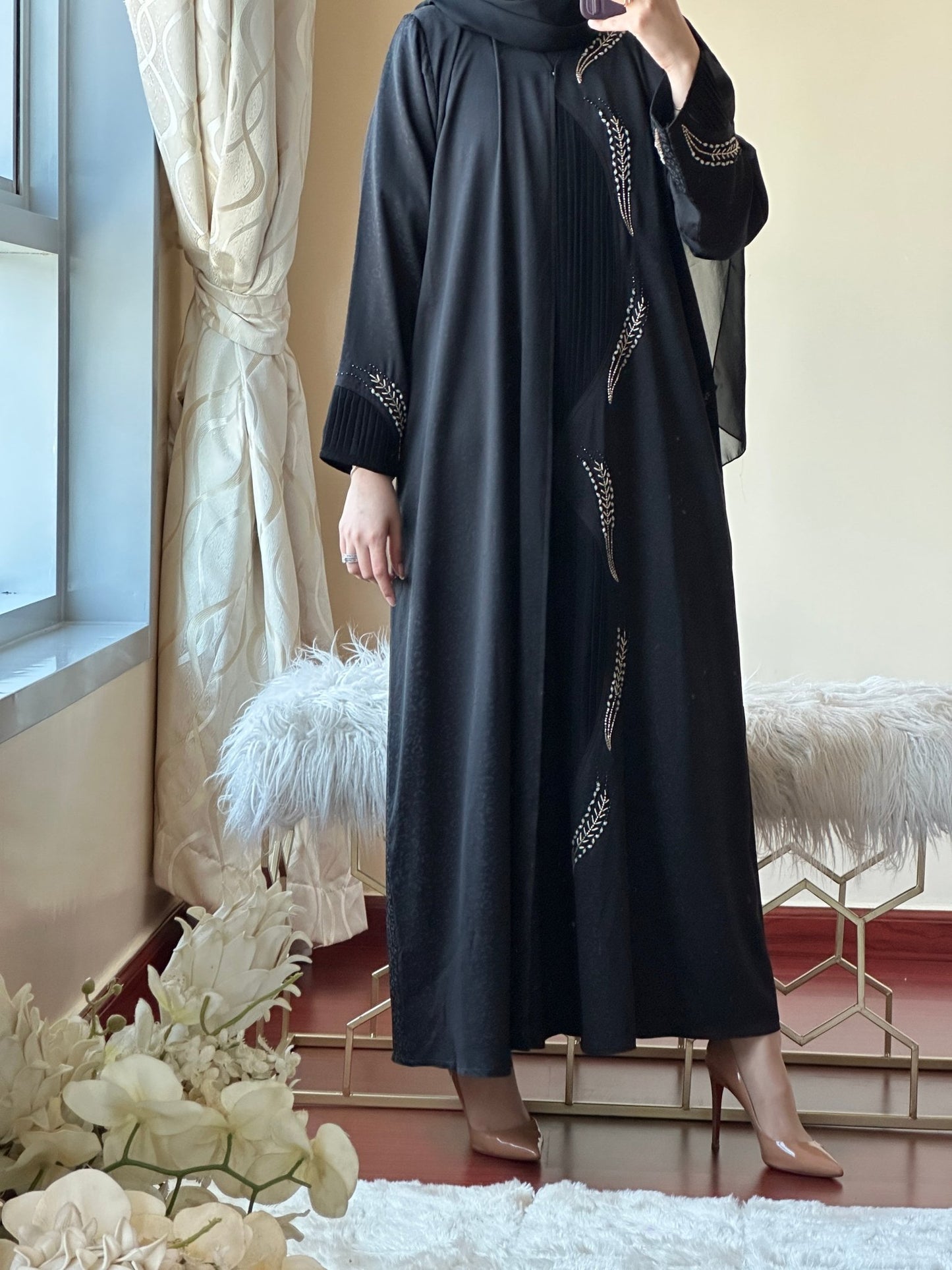 C - Black - Work - Abaya - Set - 128