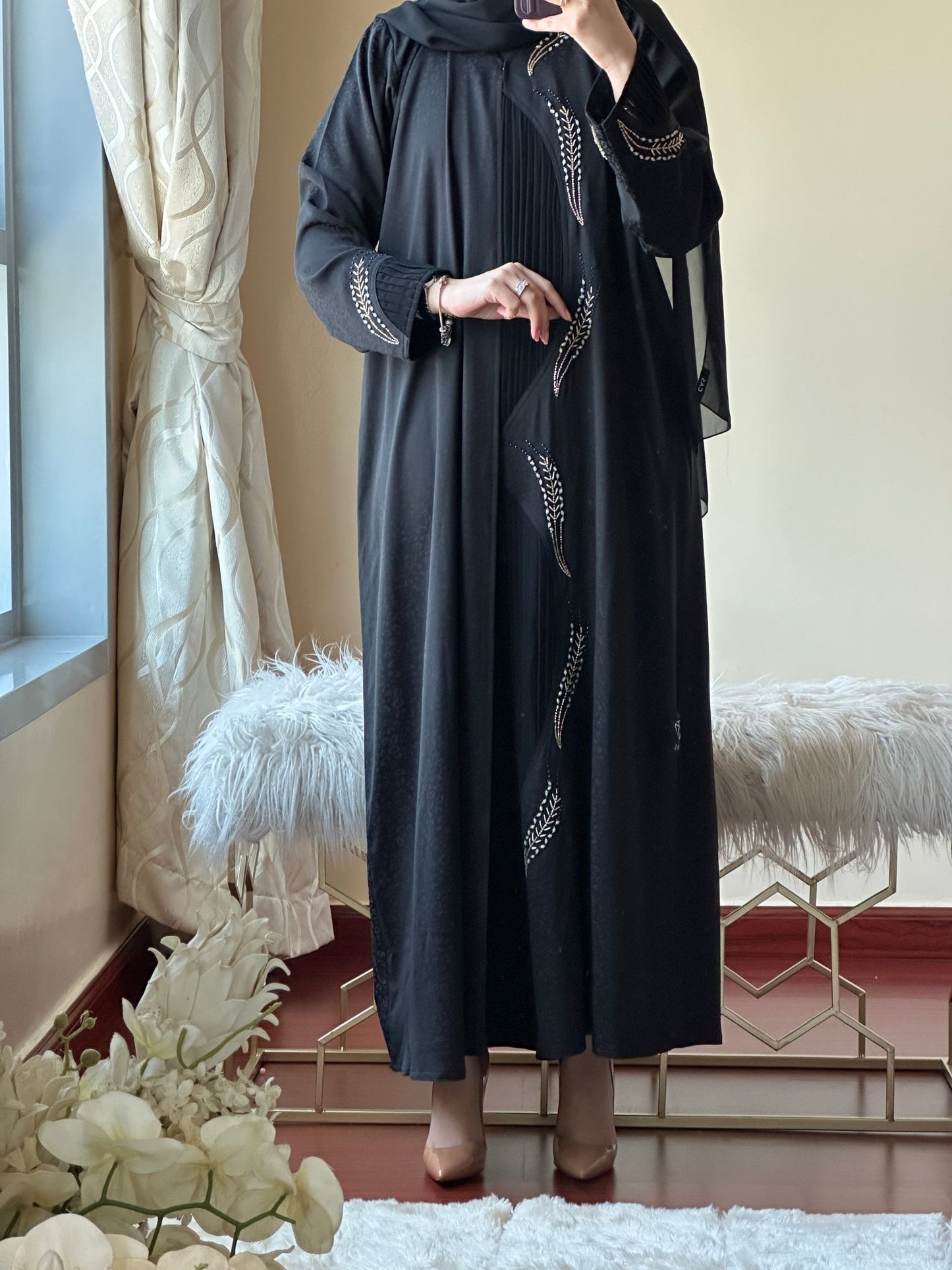 C - Black - Work - Abaya - Set - 128