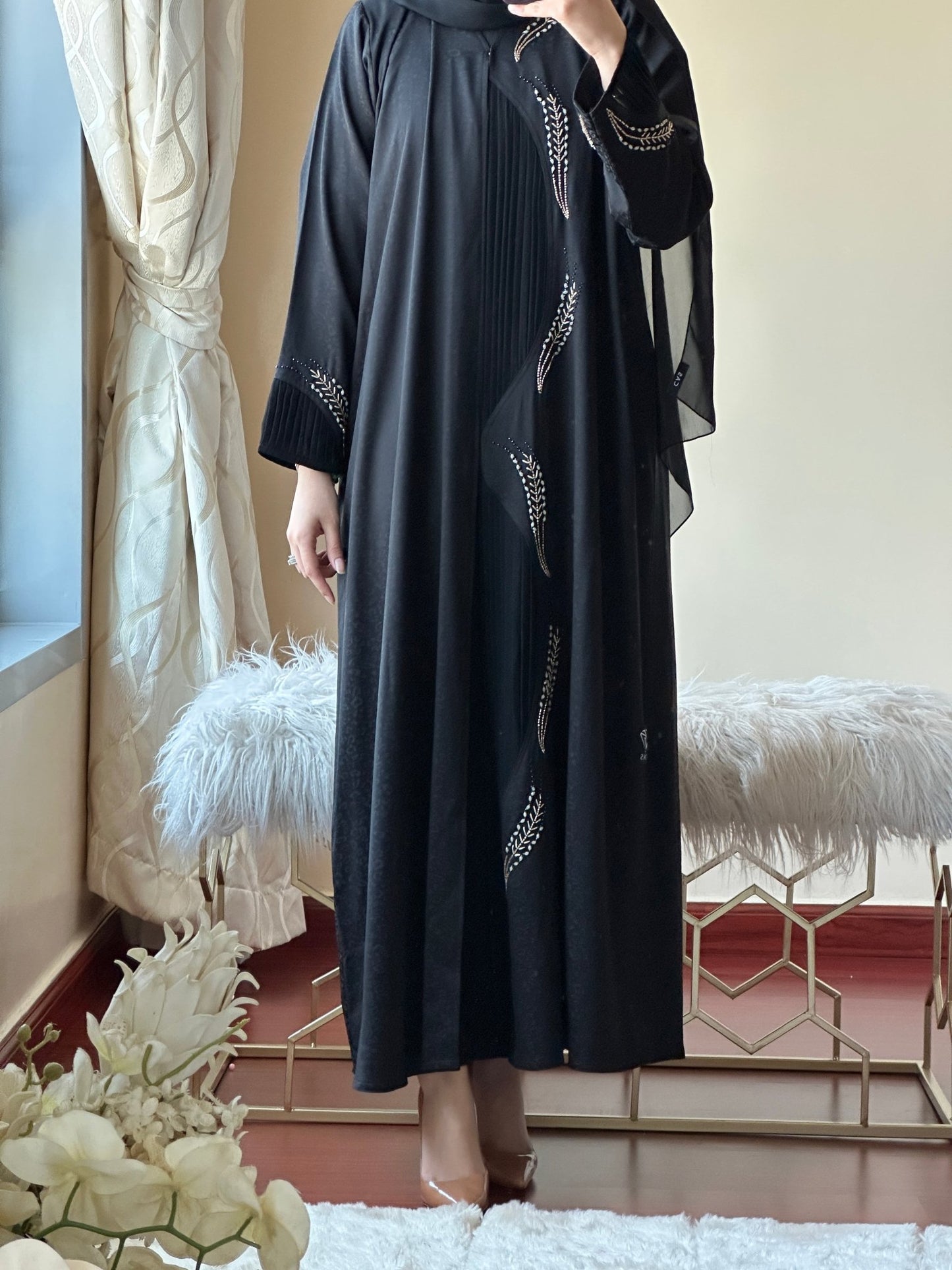 C - Black - Work - Abaya - Set - 128