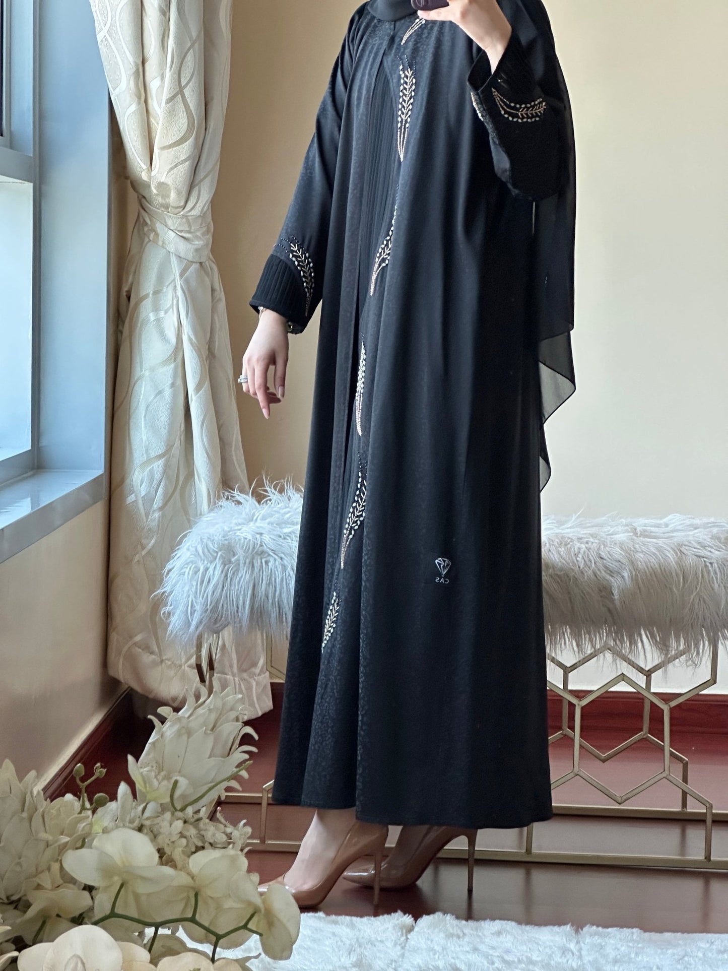 C - Black - Work - Abaya - Set - 128