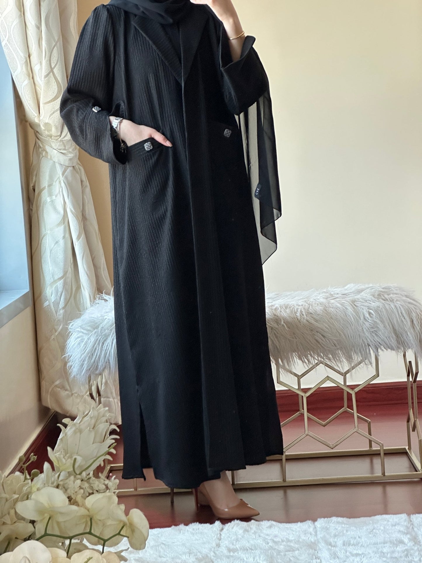 C - Black - Work - Abaya - Set - 129