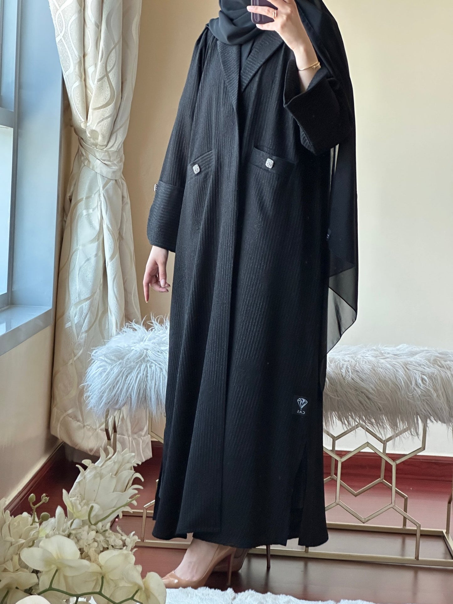 C - Black - Work - Abaya - Set - 129