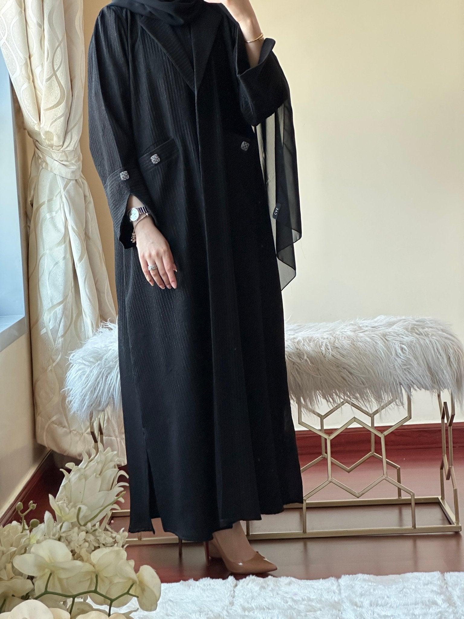 C - Black - Work - Abaya - Set - 129