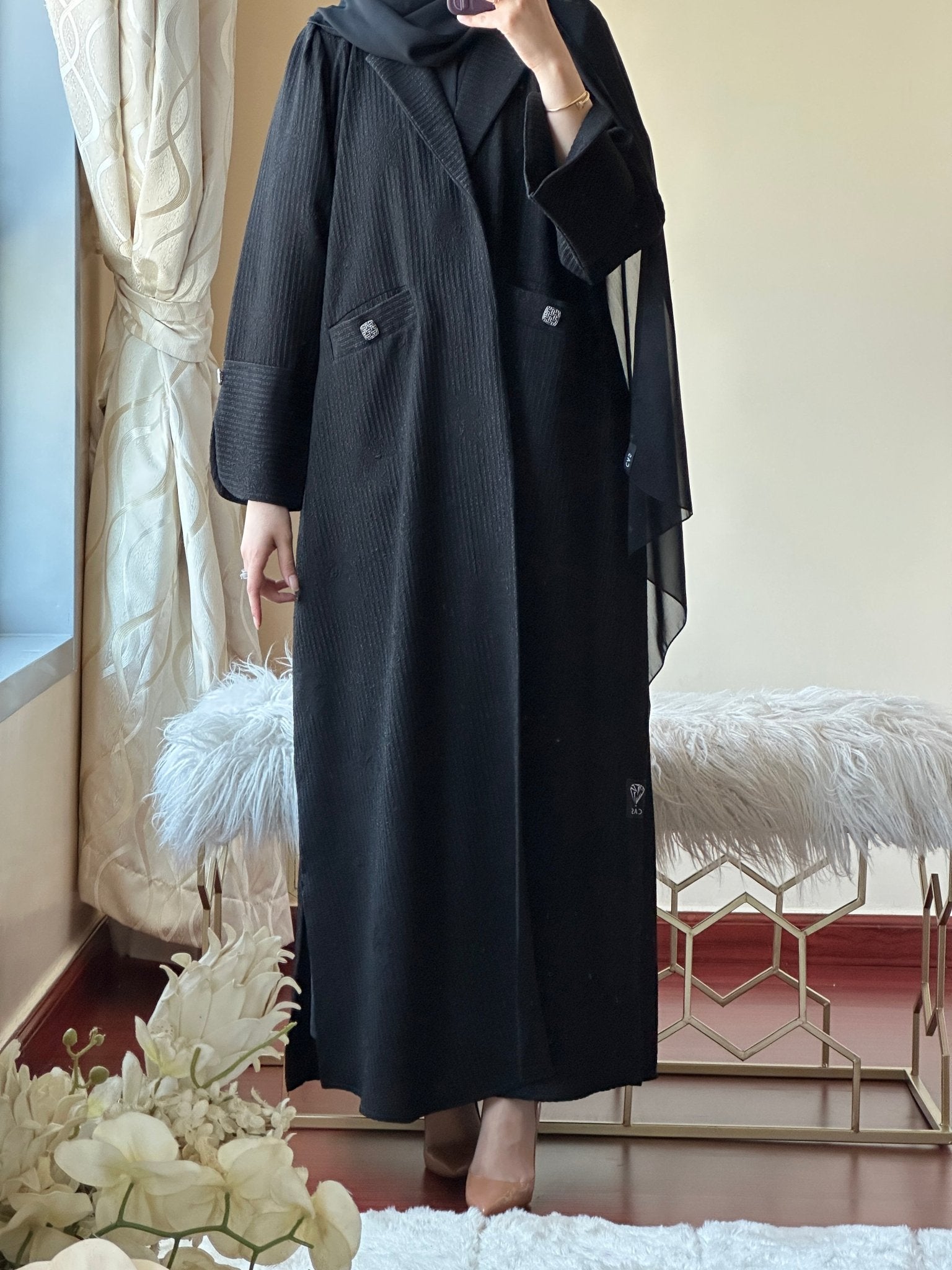 C - Black - Work - Abaya - Set - 129