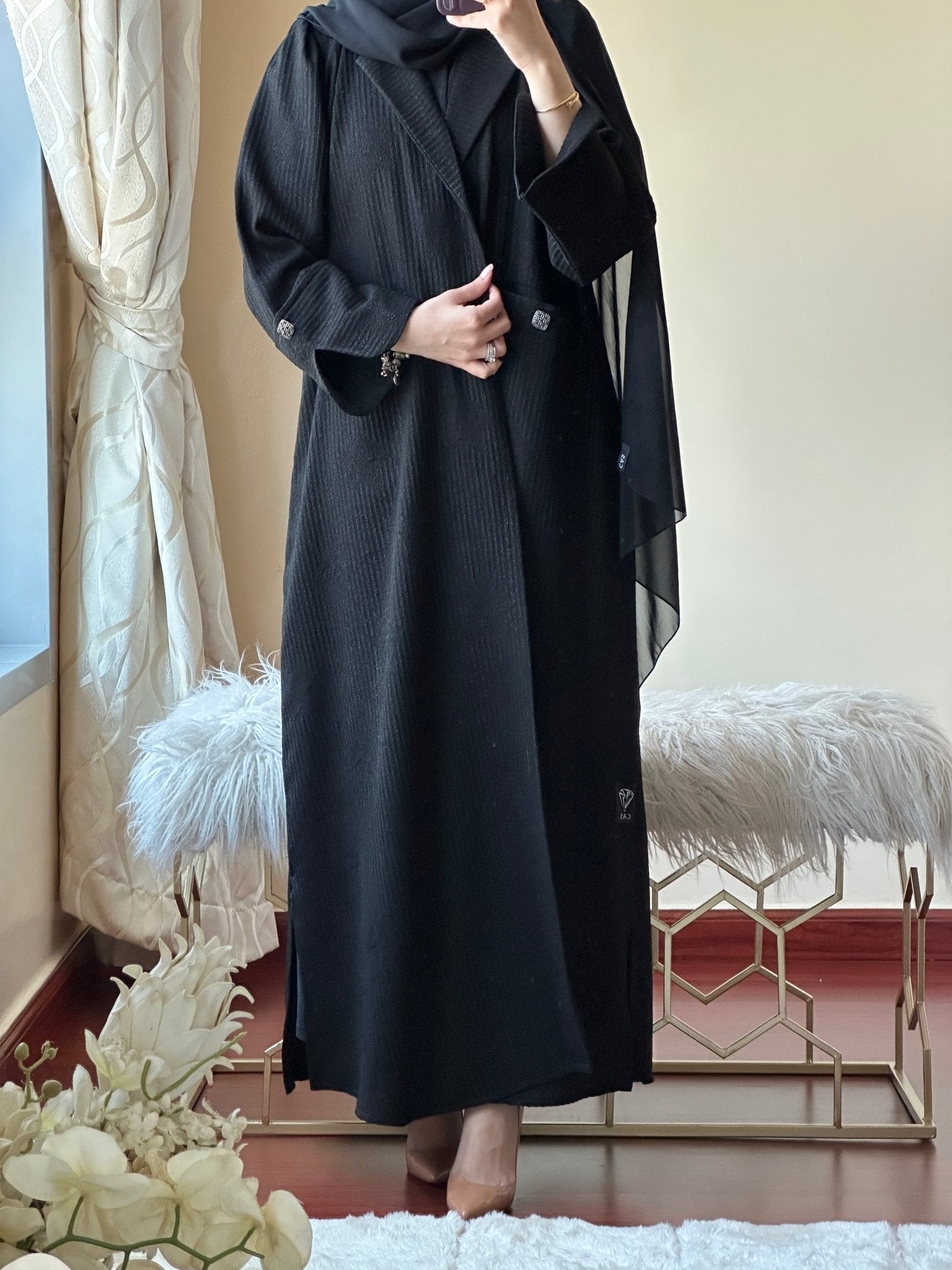 C - Black - Work - Abaya - Set - 129