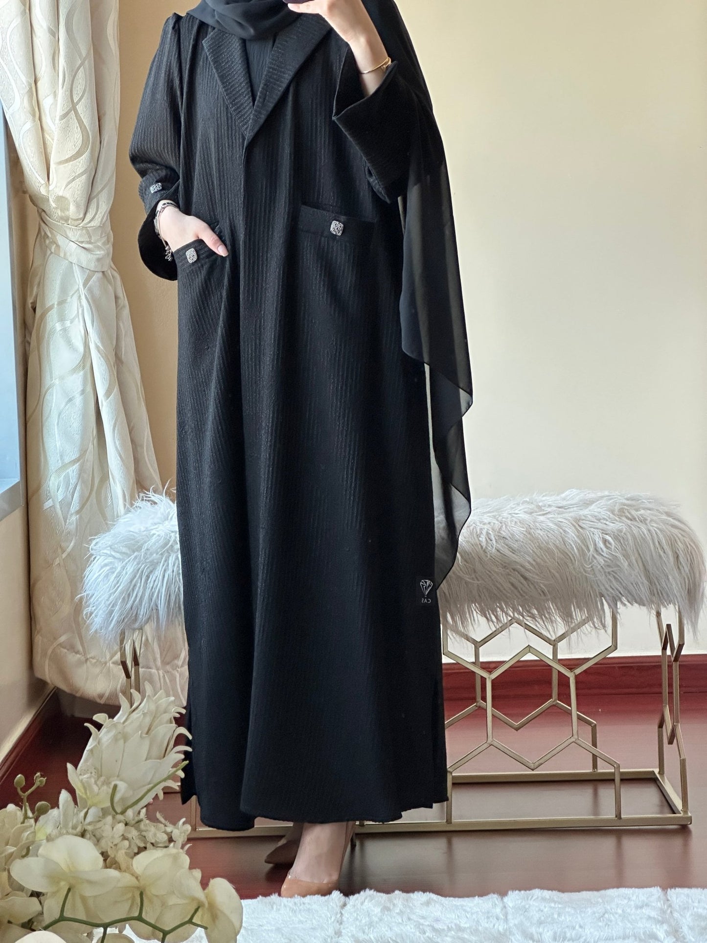 C - Black - Work - Abaya - Set - 129