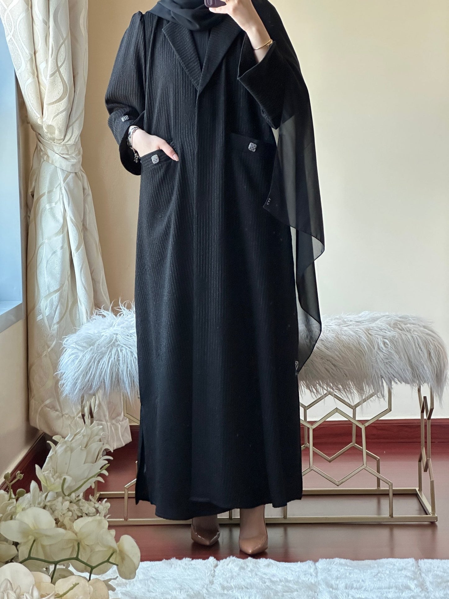 C - Black - Work - Abaya - Set - 129