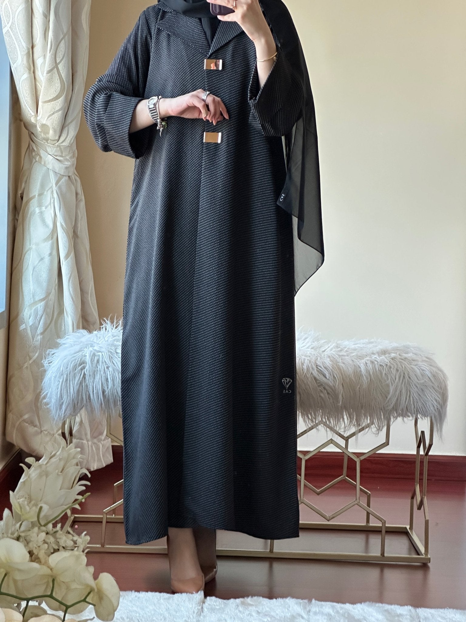 C - Black - Work - Abaya - Set - 136