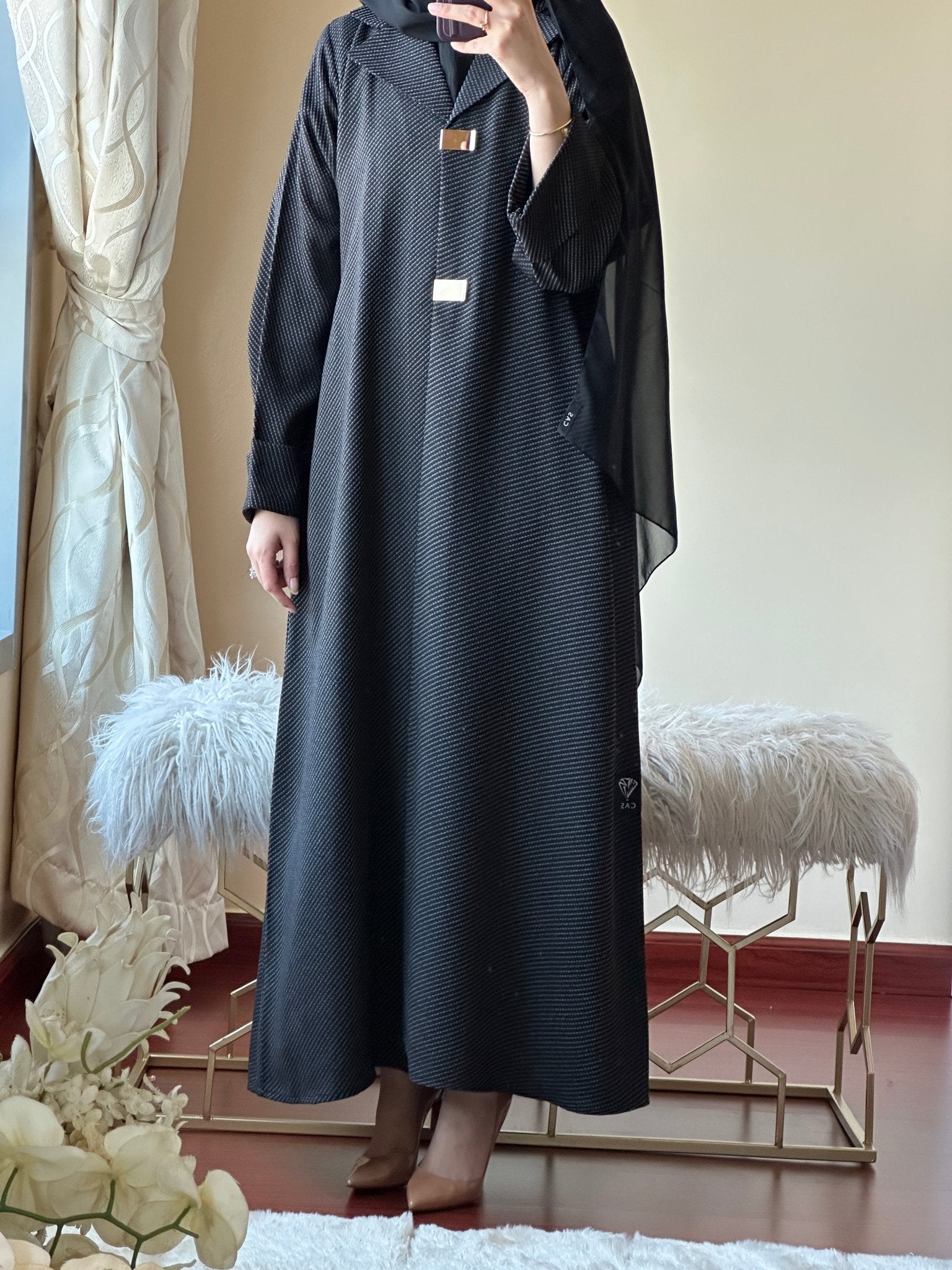 C - Black - Work - Abaya - Set - 136