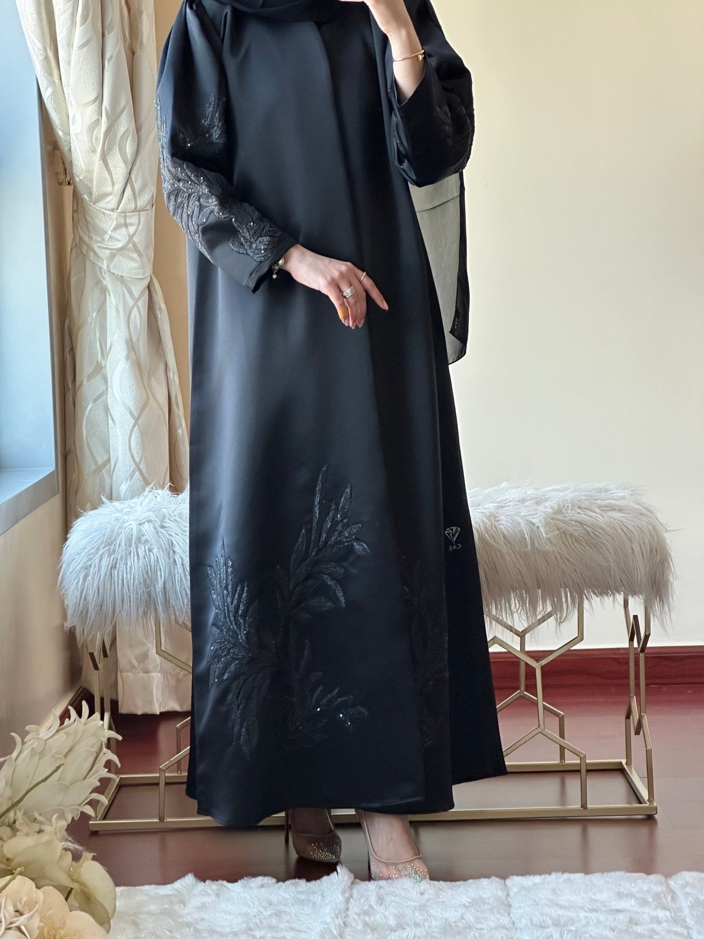 C - Black - Work - Abaya - Set - 142