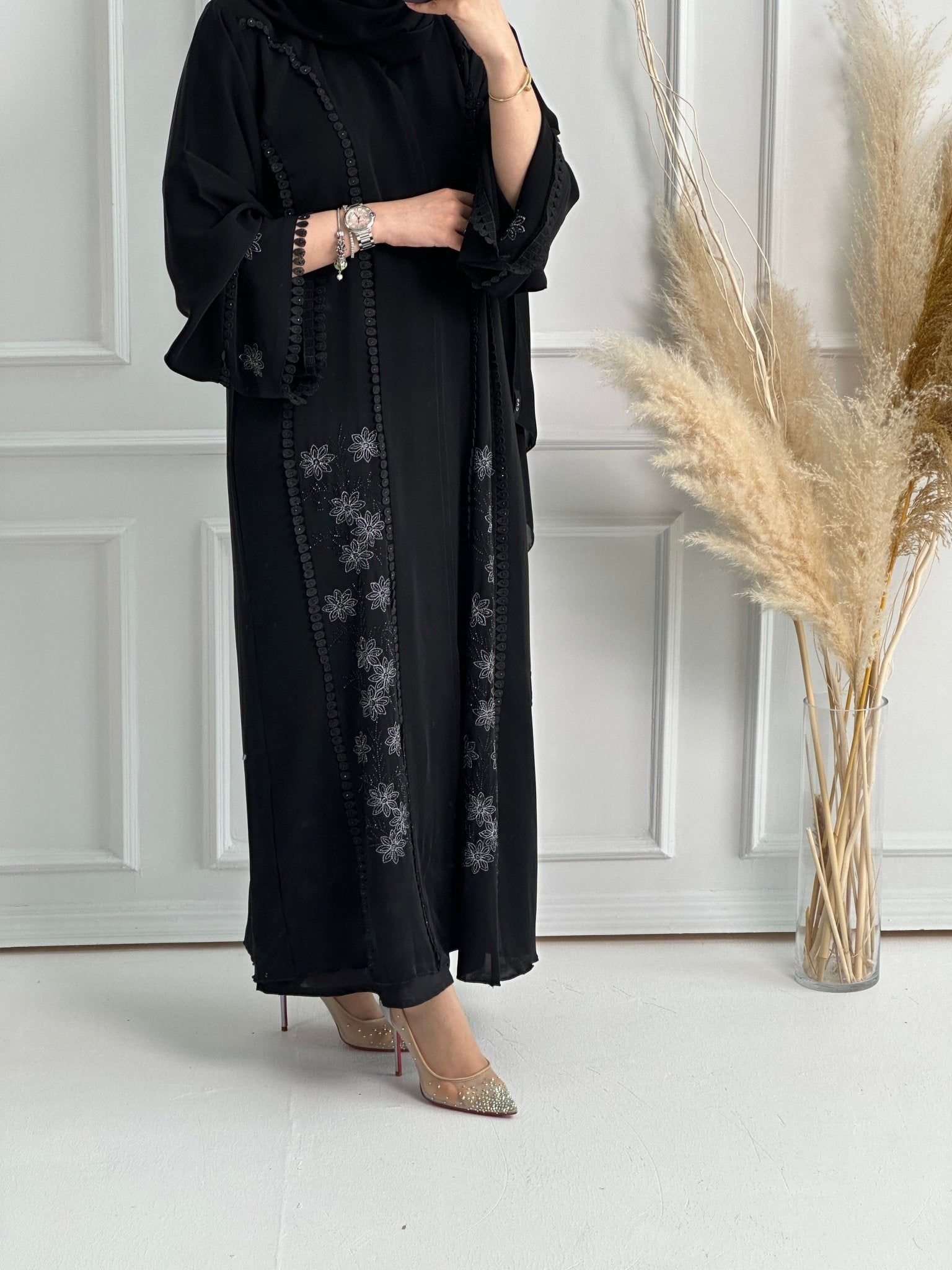 C - Black - Work - Abaya - Set - 154