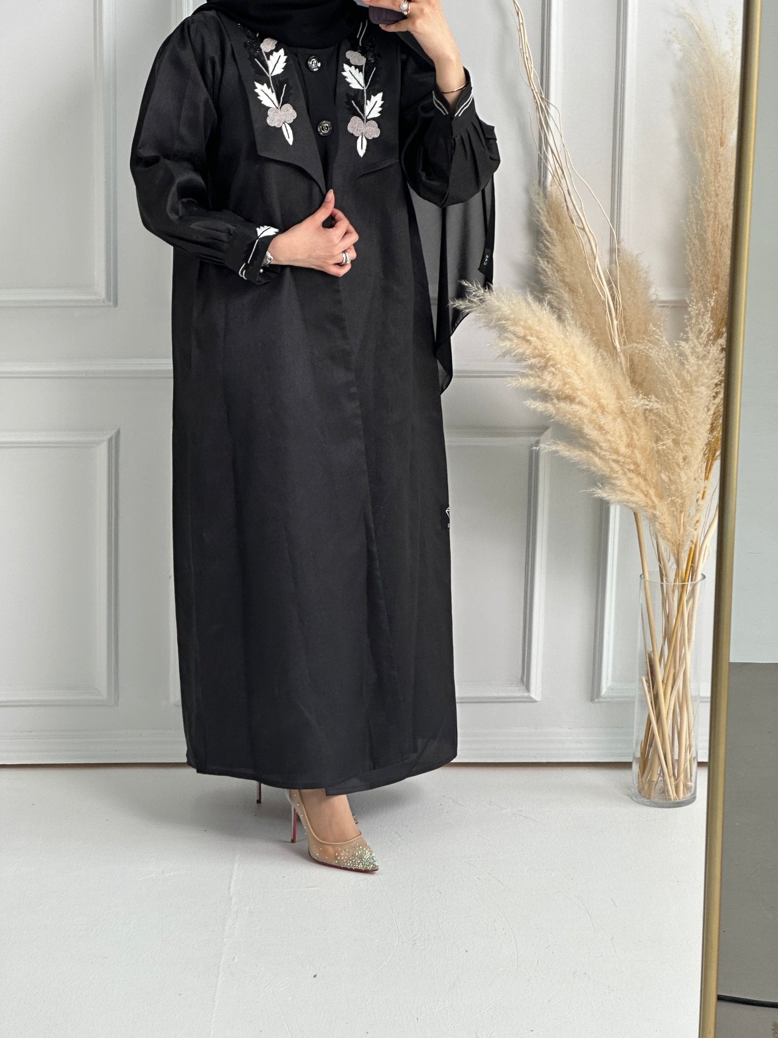 C - Black - Work - Abaya - Set - 155