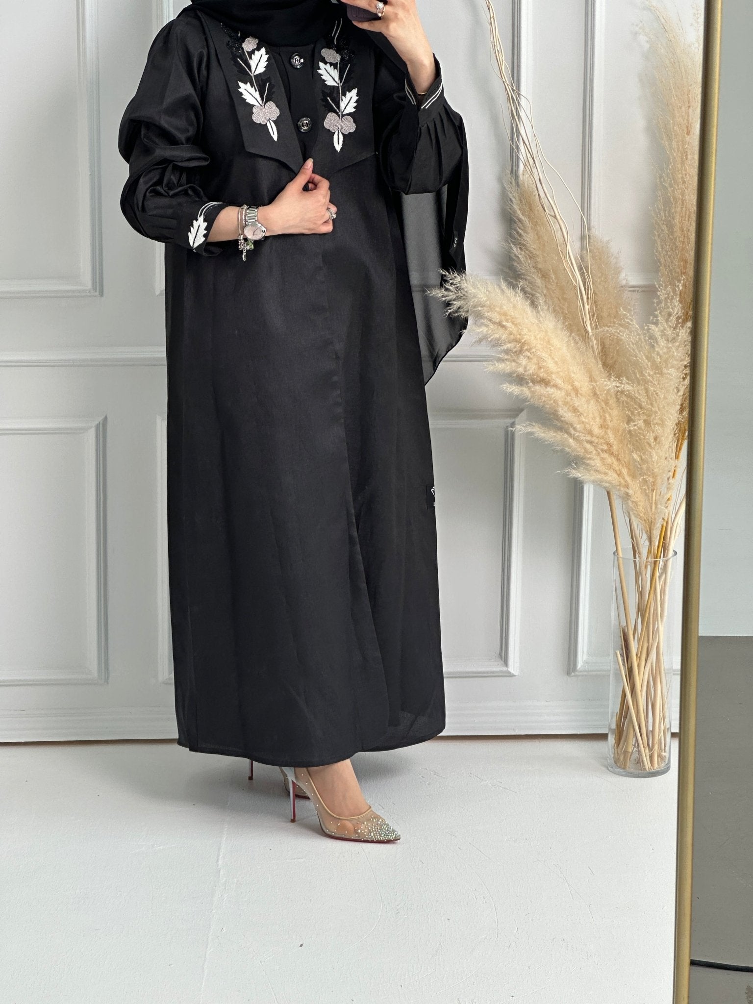 C - Black - Work - Abaya - Set - 155