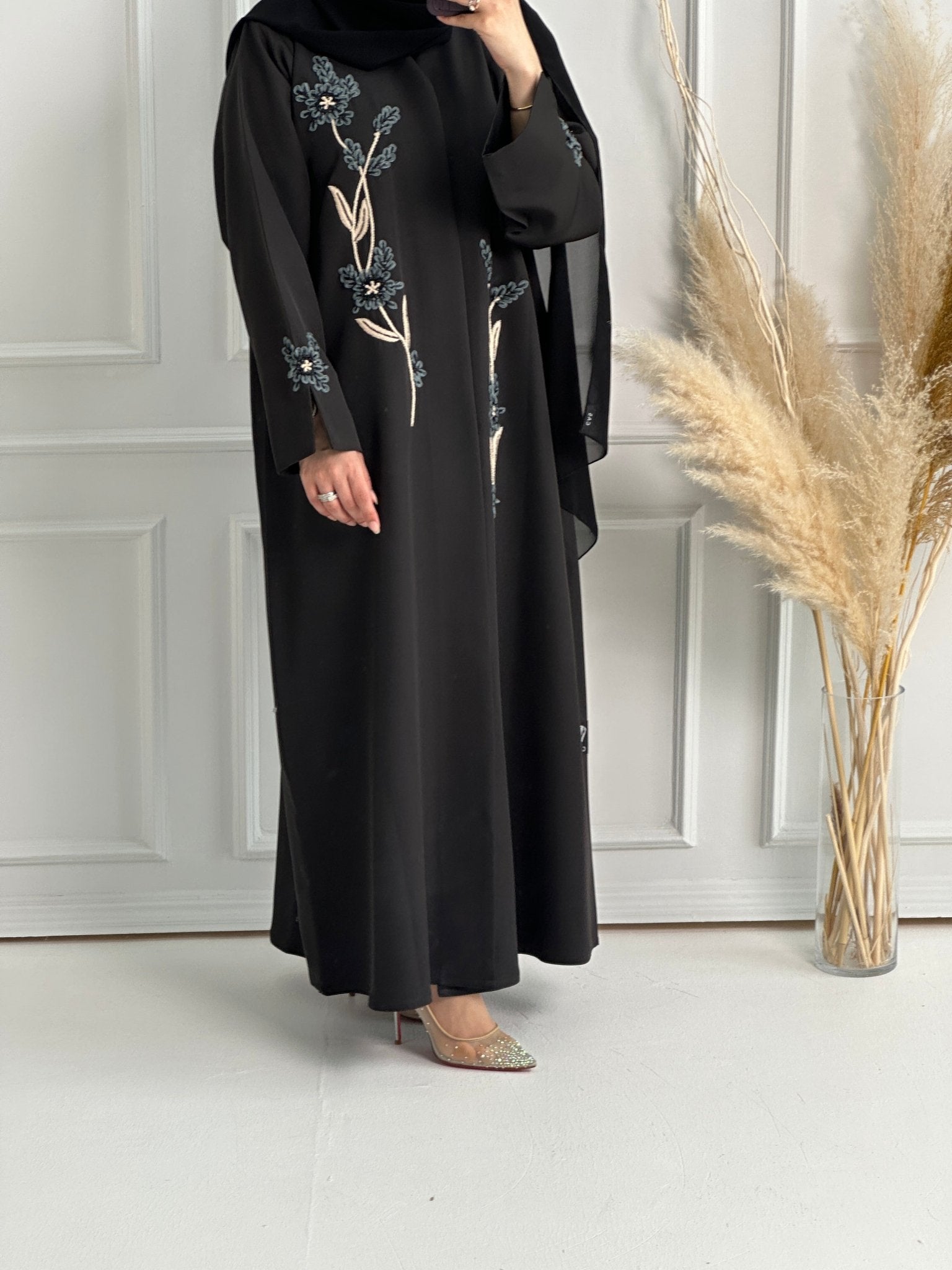 C - Black - Work - Abaya - Set - 158