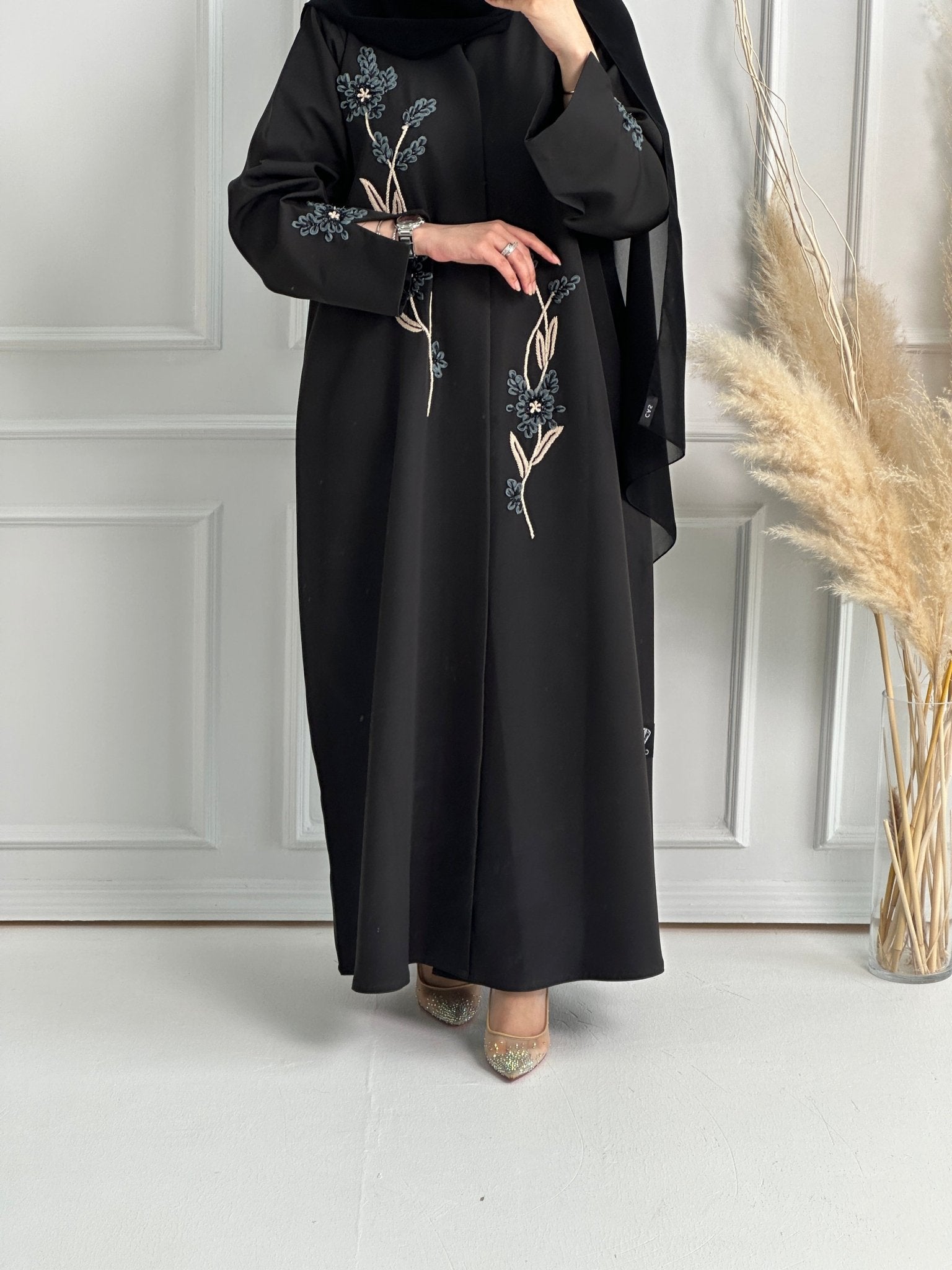 C - Black - Work - Abaya - Set - 158