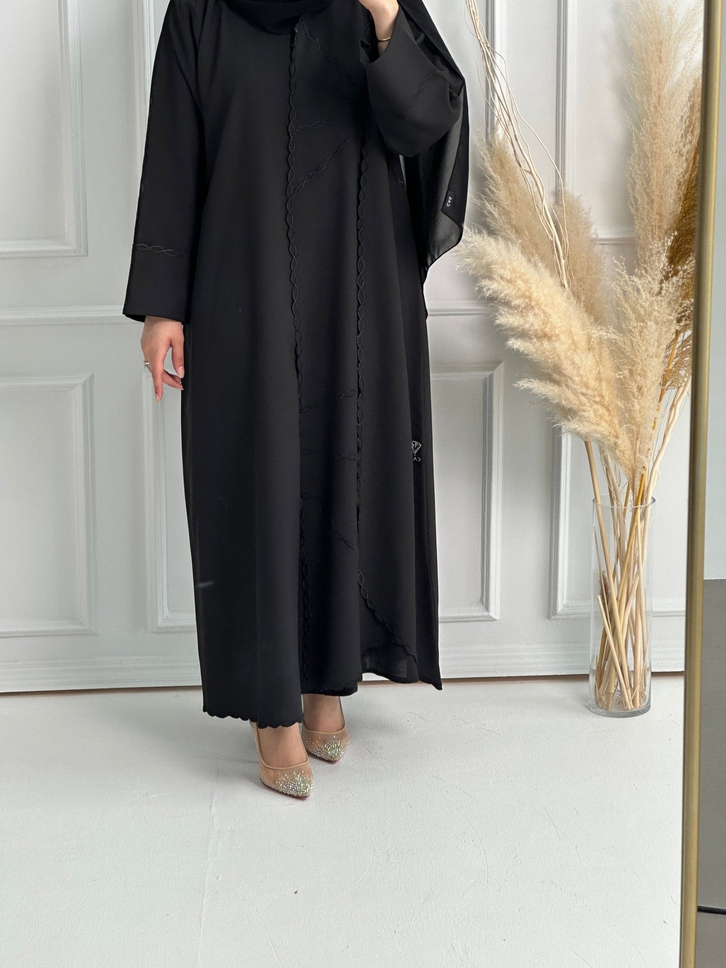 C - Black - Work - Abaya - Set - 159