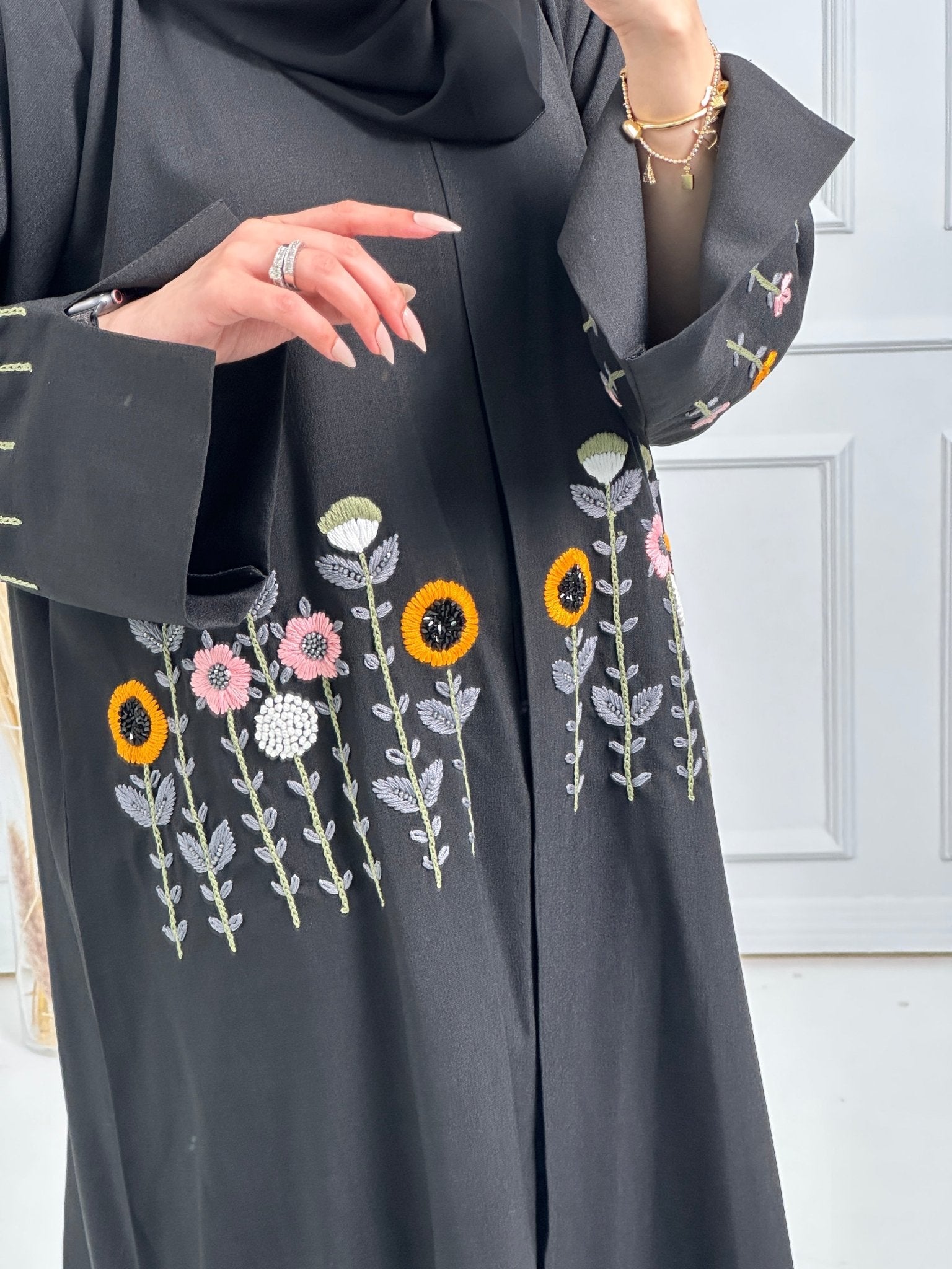 C - Black - Work - Abaya - Set - 166