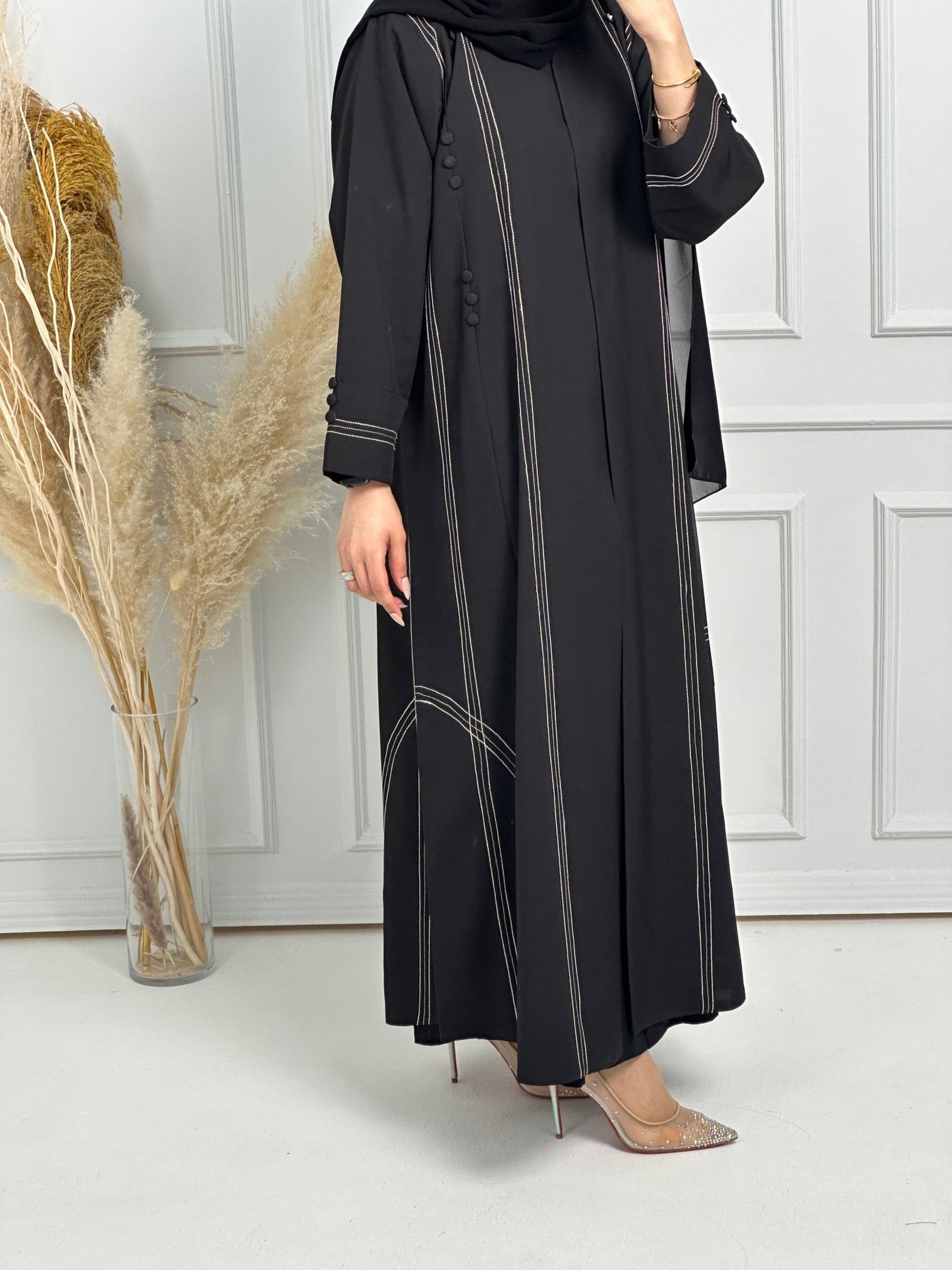 C - Black - Work - Abaya - Set - 177