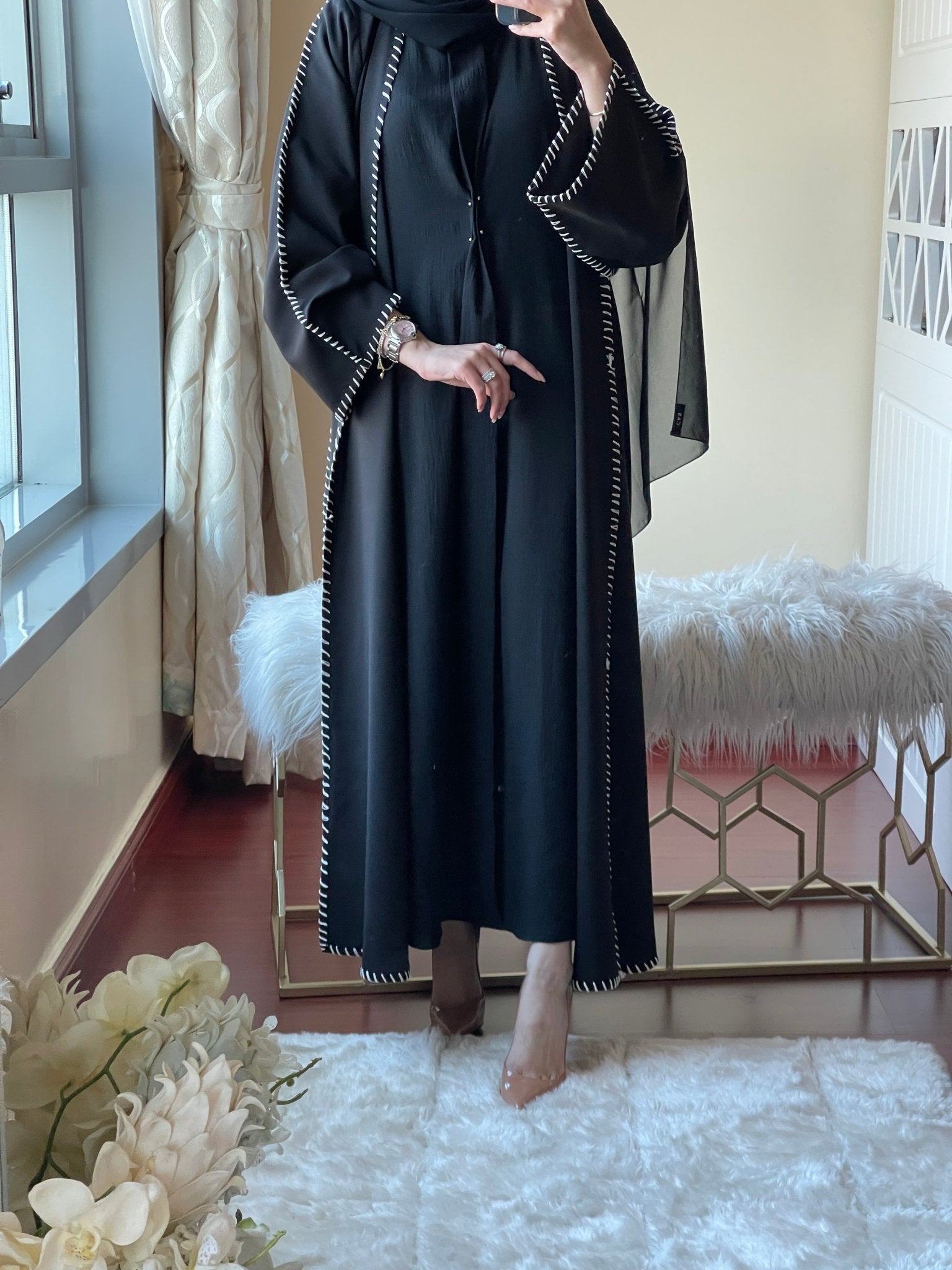 C - Black - Work - Abaya - Set - 49