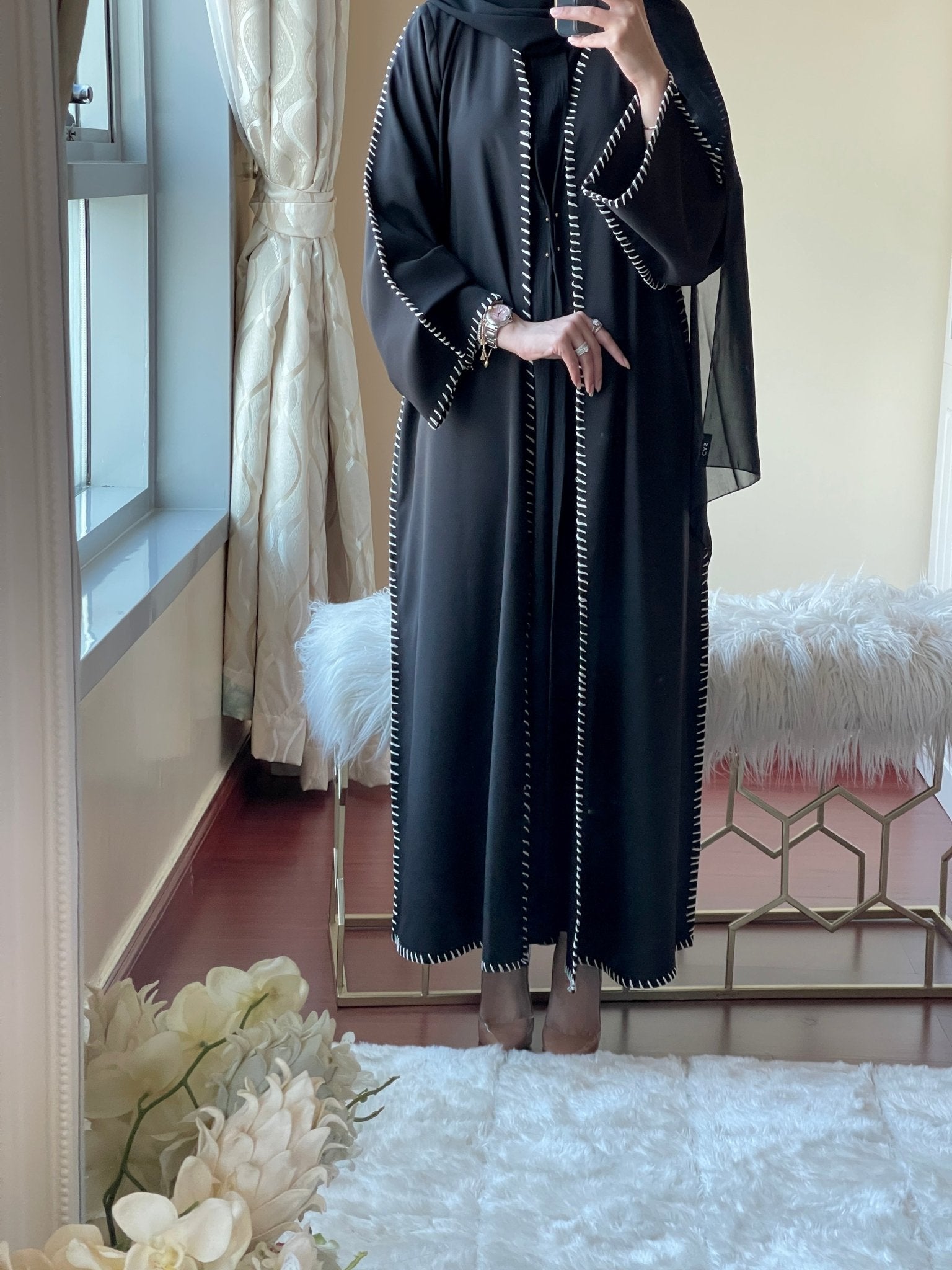 C - Black - Work - Abaya - Set - 49