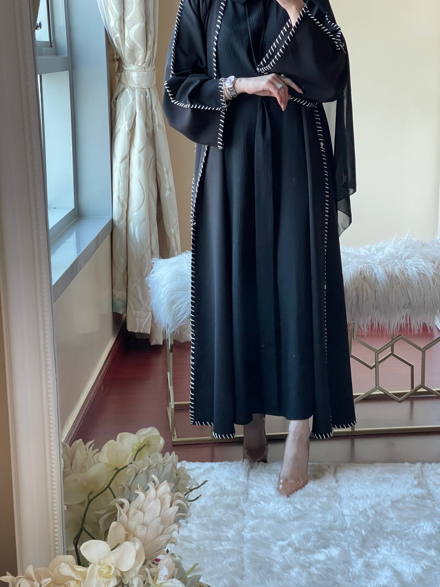 C - Black - Work - Abaya - Set - 49