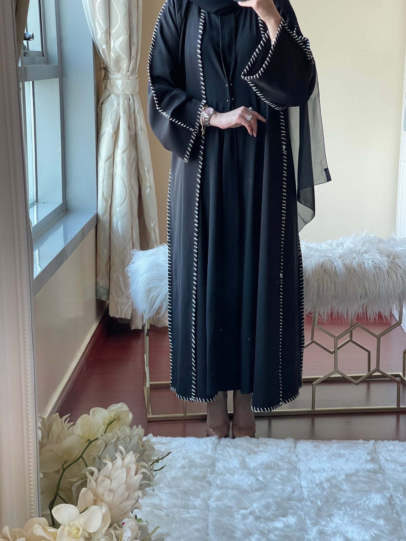 C - Black - Work - Abaya - Set - 49