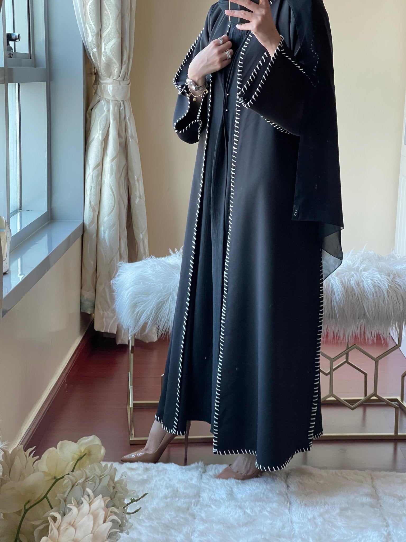 C - Black - Work - Abaya - Set - 49