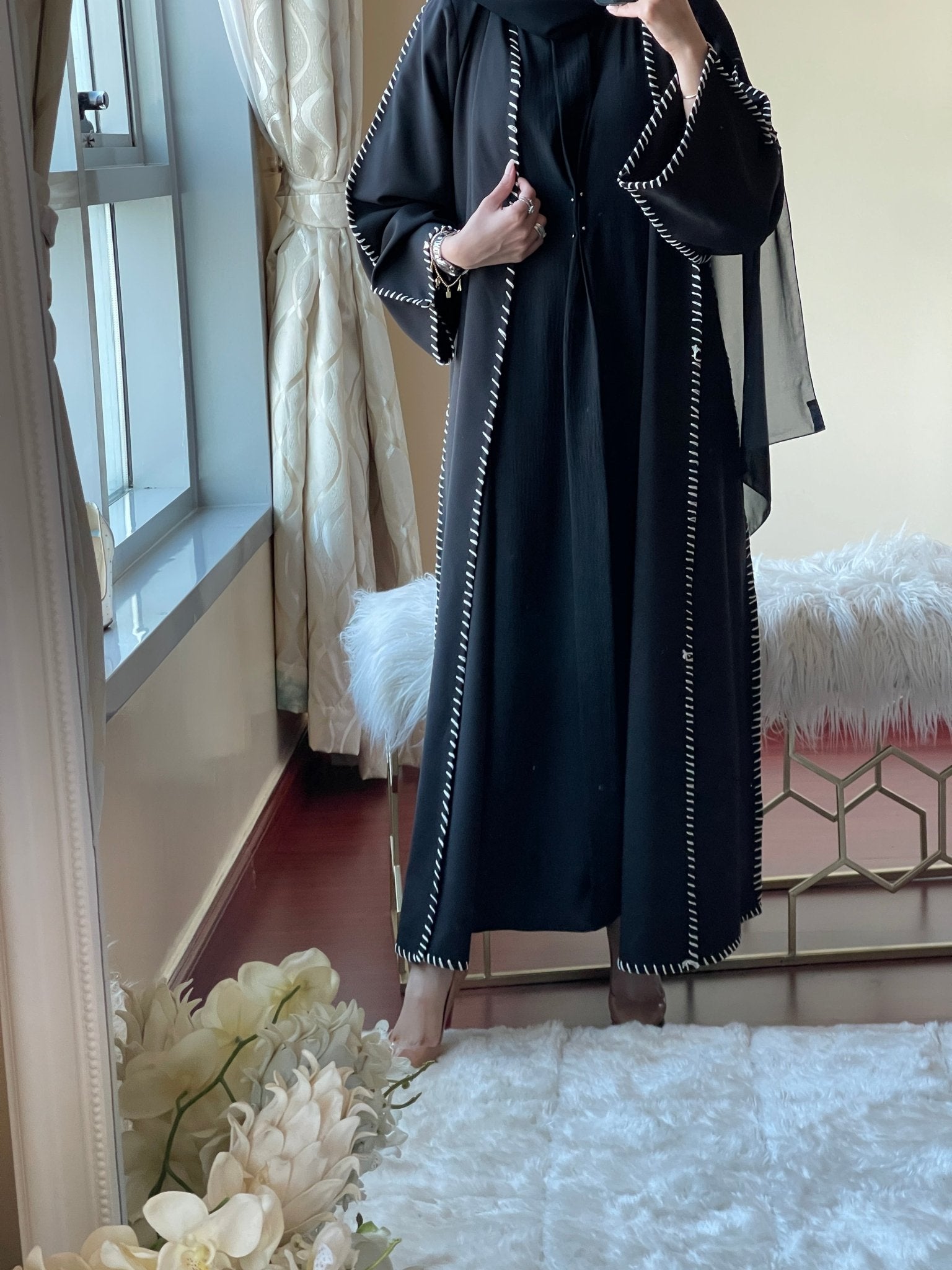 C - Black - Work - Abaya - Set - 49