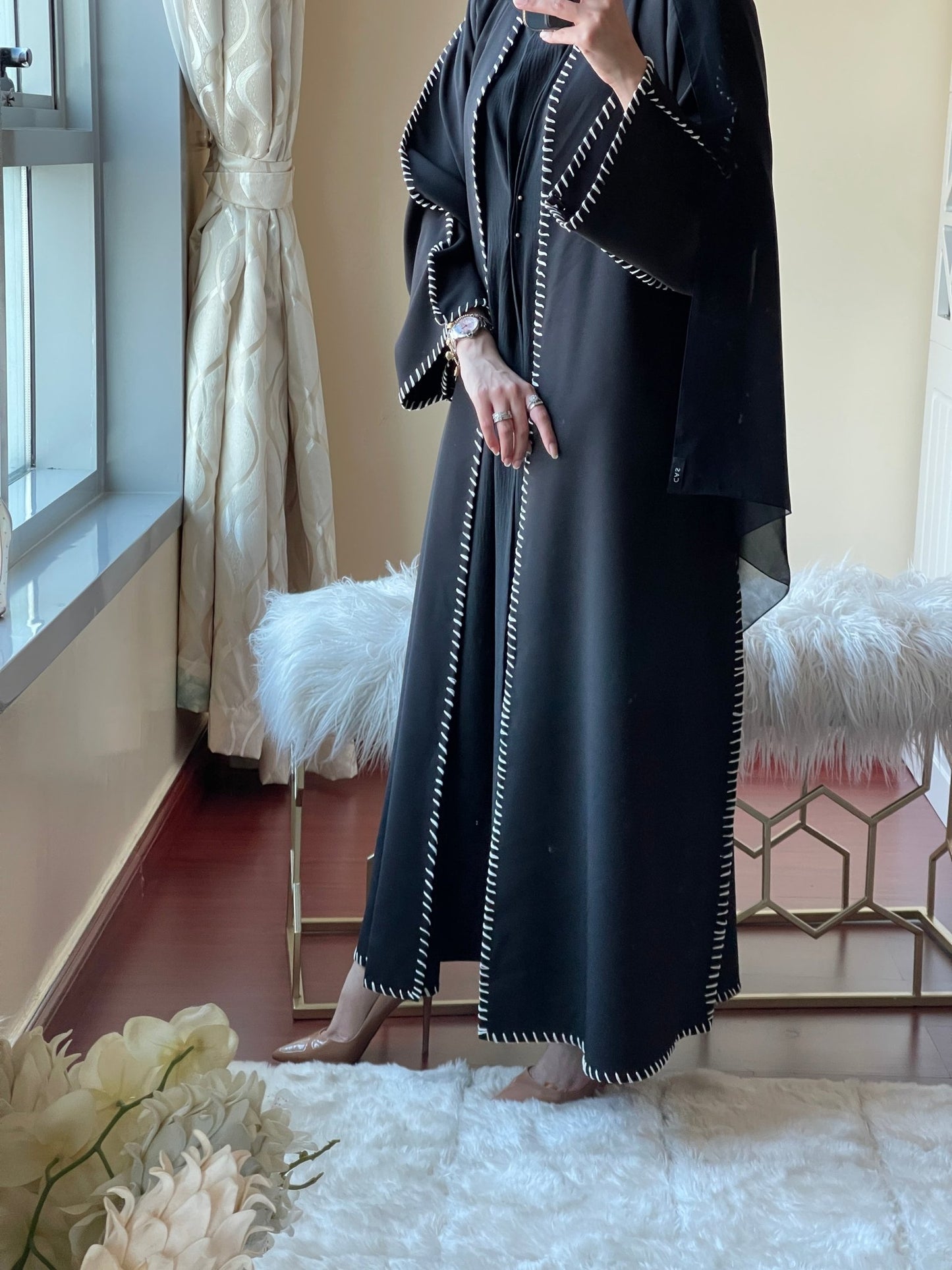 C - Black - Work - Abaya - Set - 49