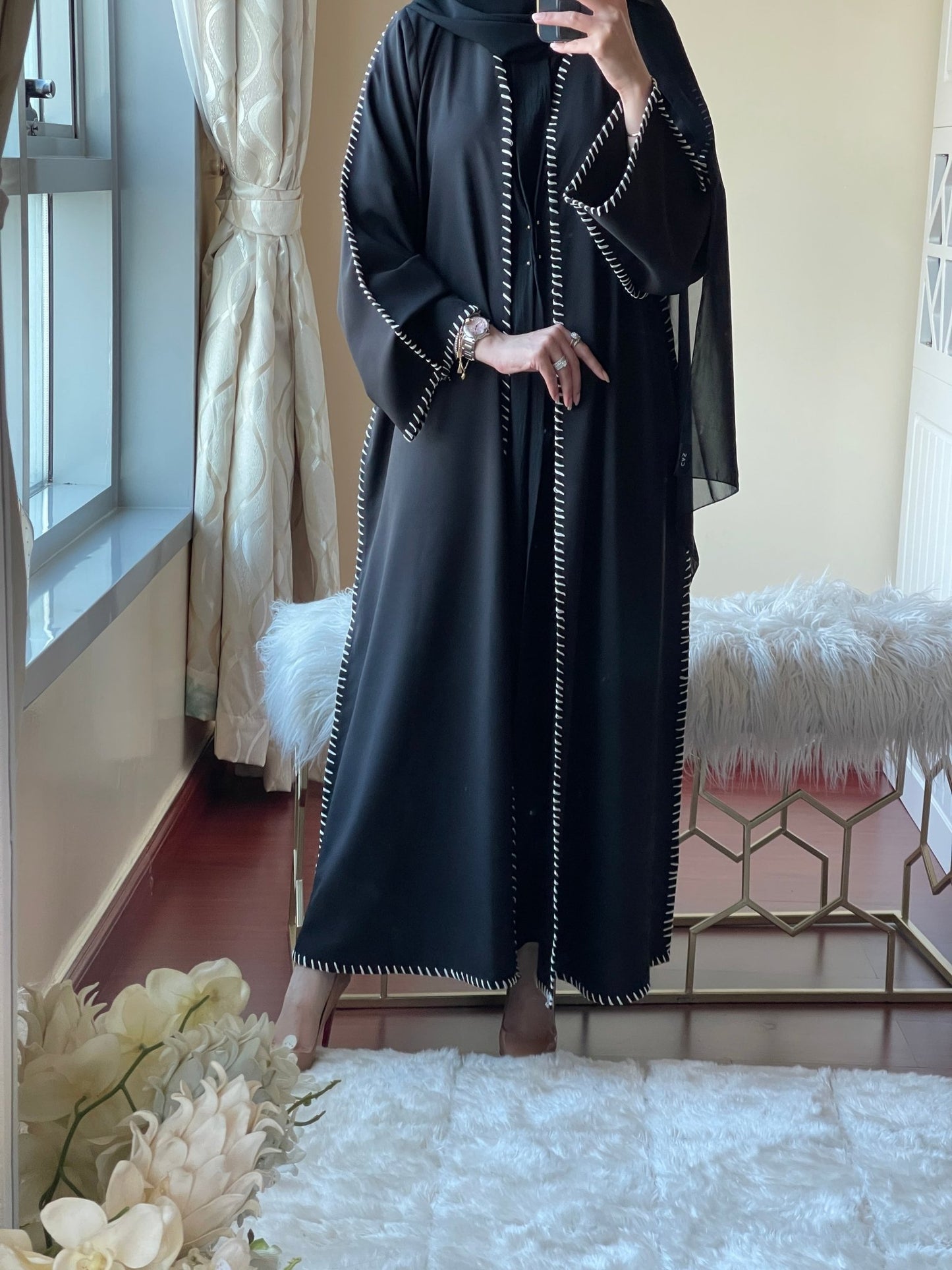 C - Black - Work - Abaya - Set - 49