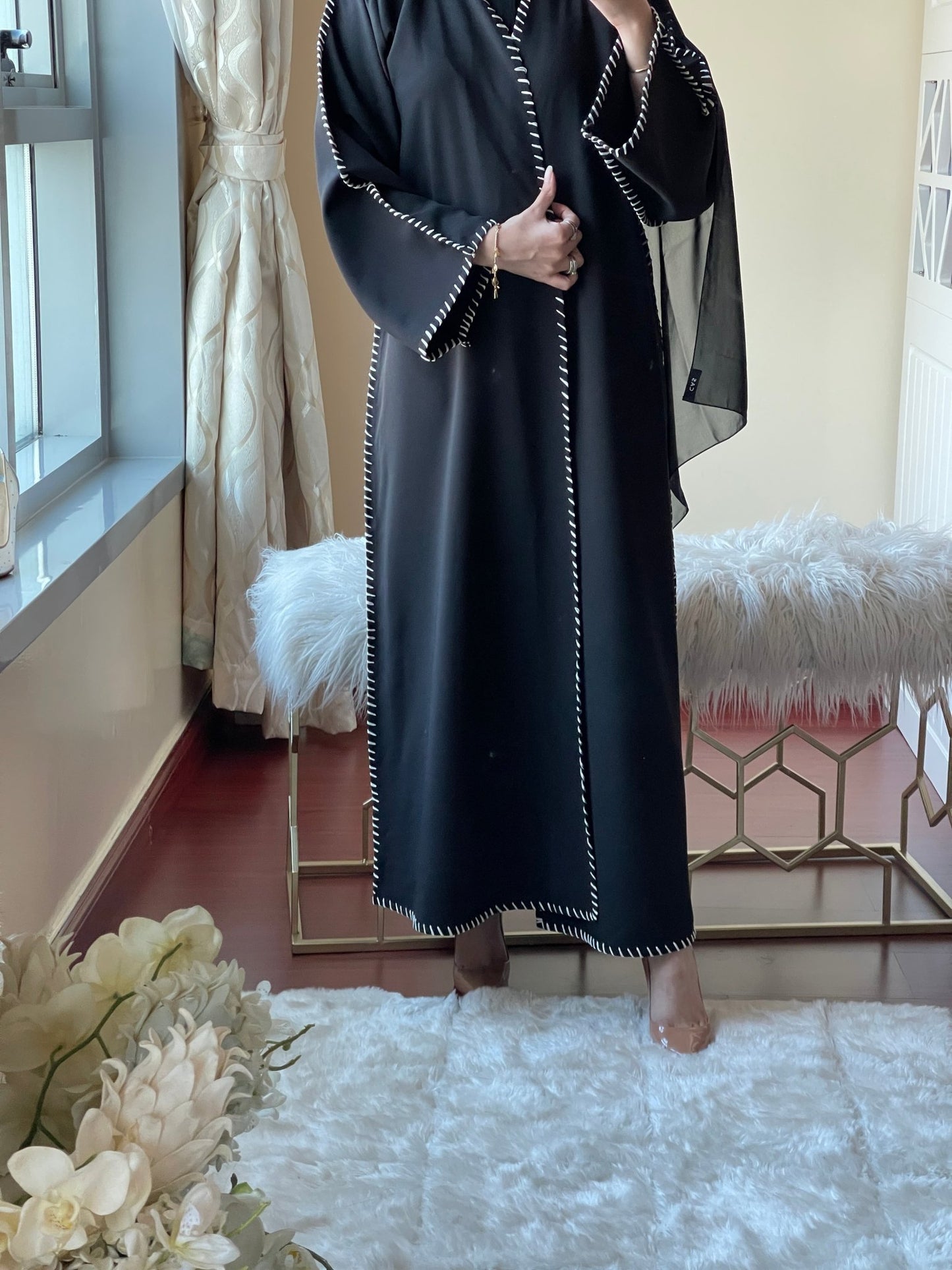 C - Black - Work - Abaya - Set - 49