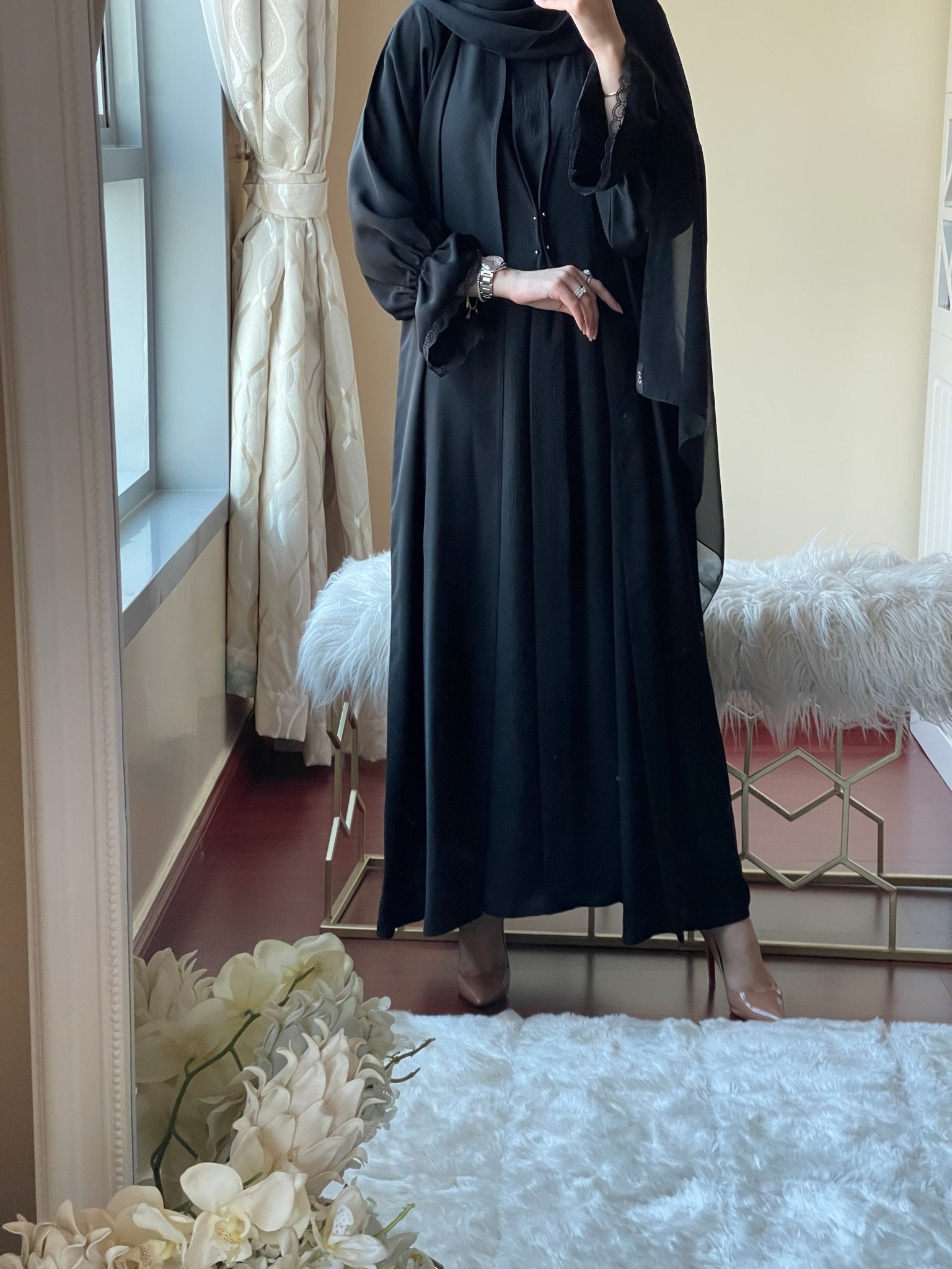 C - Black - Work - Abaya - Set - 52