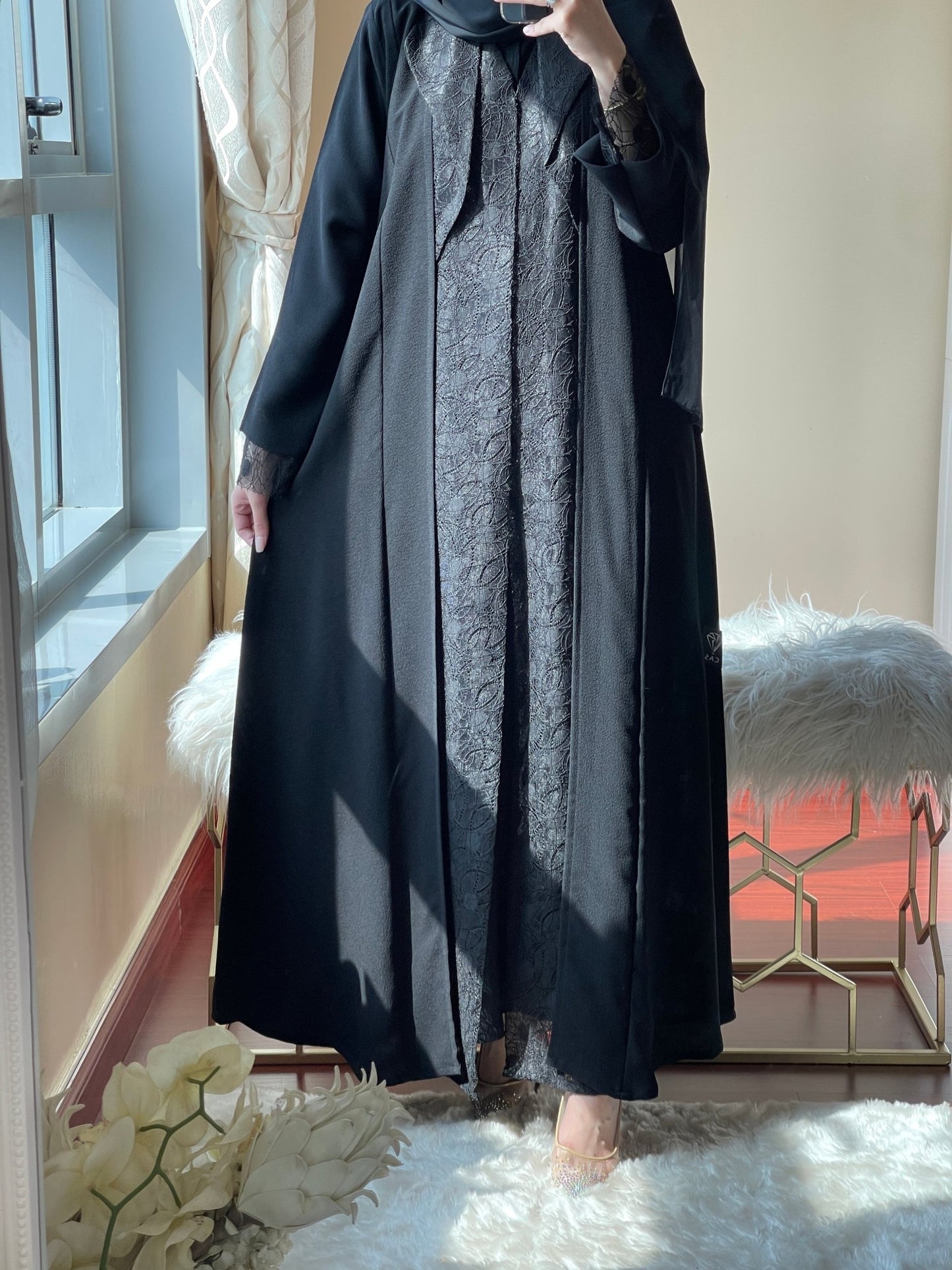 C - Black - Work - Abaya - Set - 58