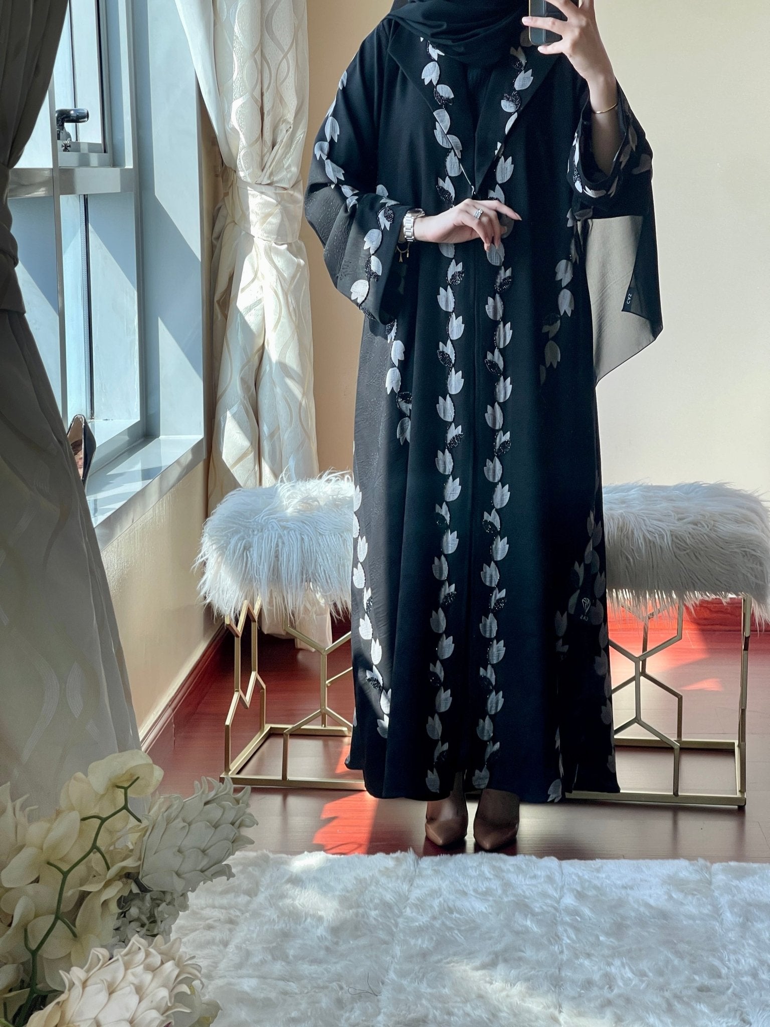 C - Black - Work - Abaya - Set - 61